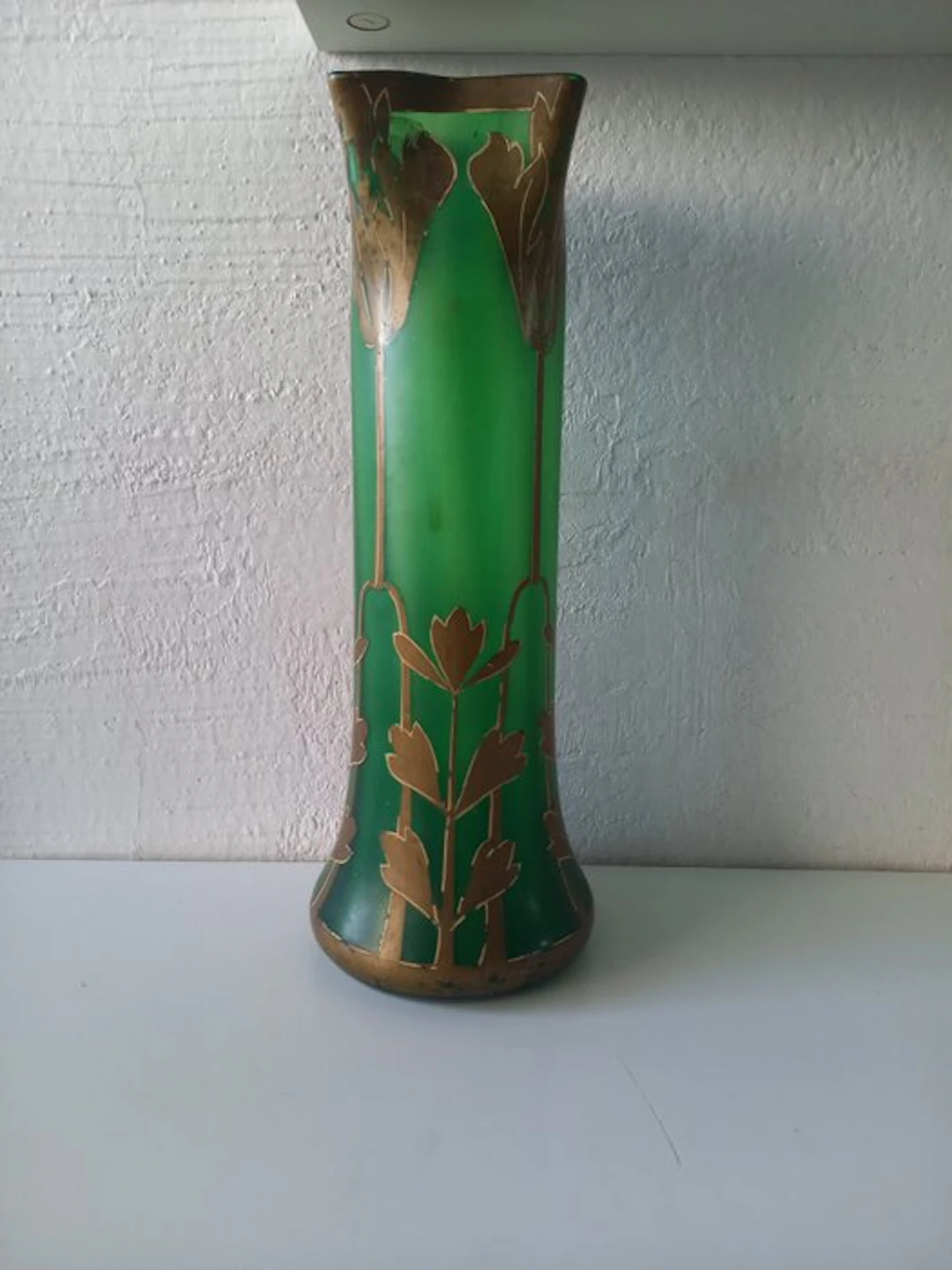 François-Théodore Legras - Vase - Fontainebleau - Glass - Rare Nile green vase