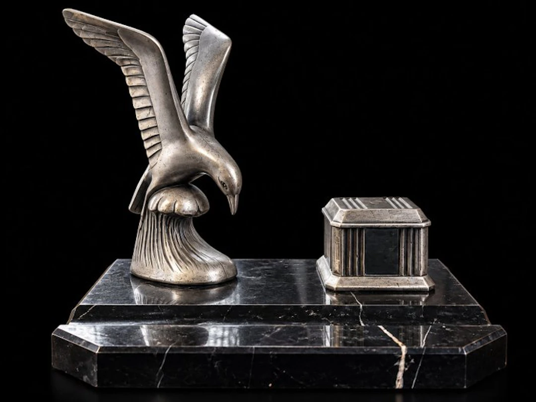 Inkwell - Marble, Spelter