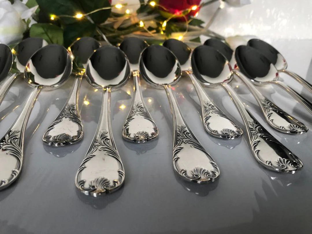 Christofle - Spoon (12) - Marly - Silverplated - Spoons 20.5 cm
