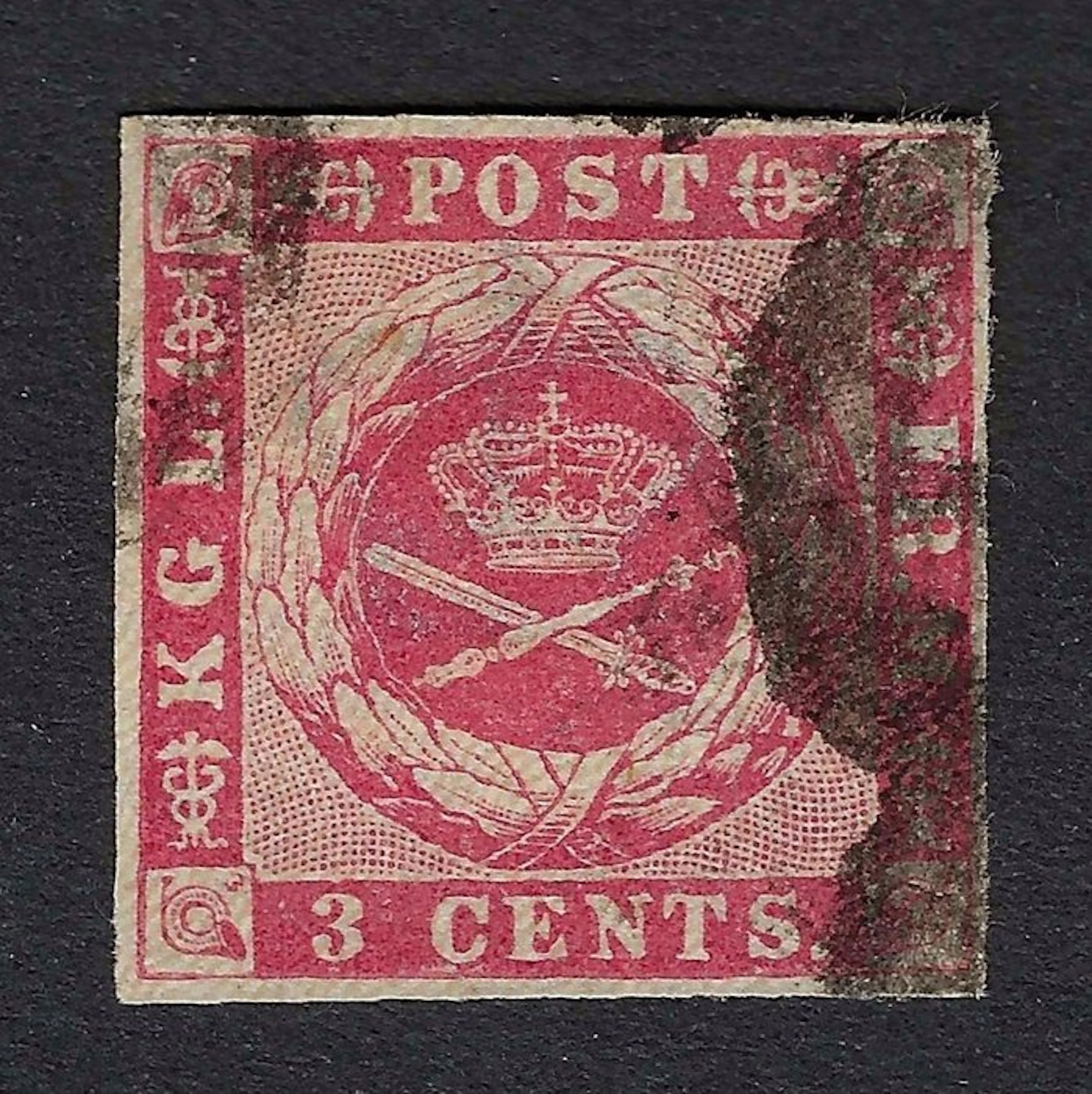 Danish West Indies 1855/67 - Coat of Arms 3c Carmine - Nº 1