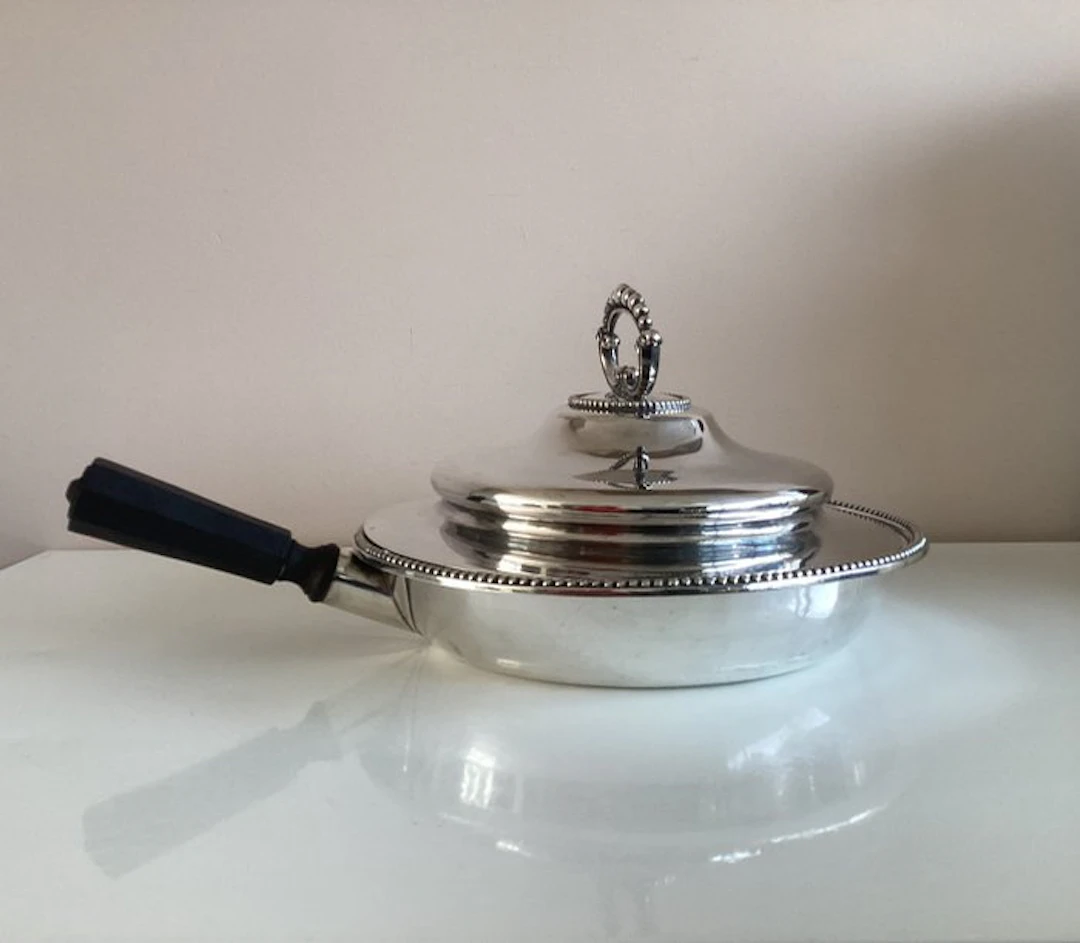 Saucepan - Silverplated, Bakelite - Warming pan / chafing dish
