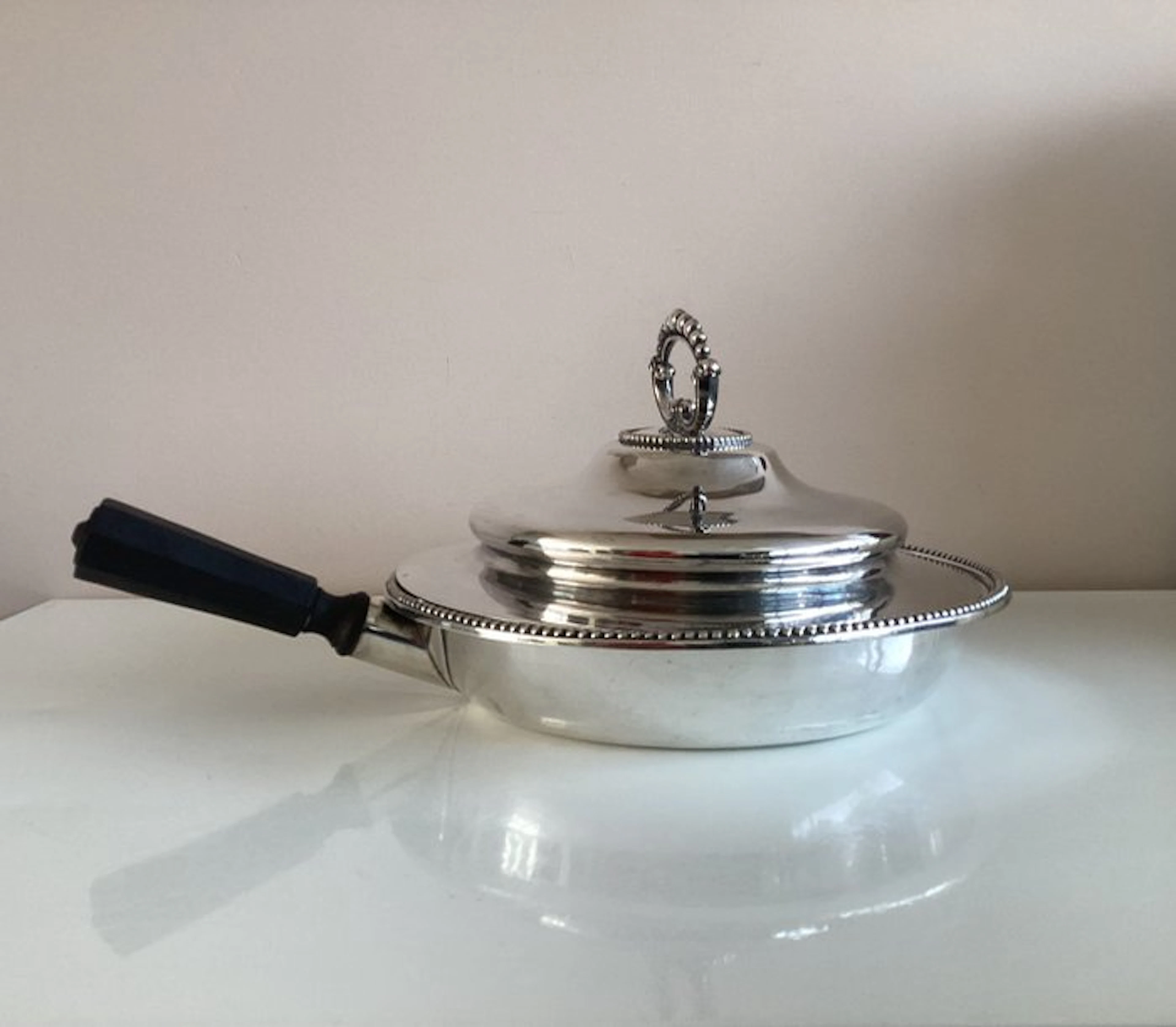 Saucepan - Silverplated, Bakelite - Warming pan / chafing dish