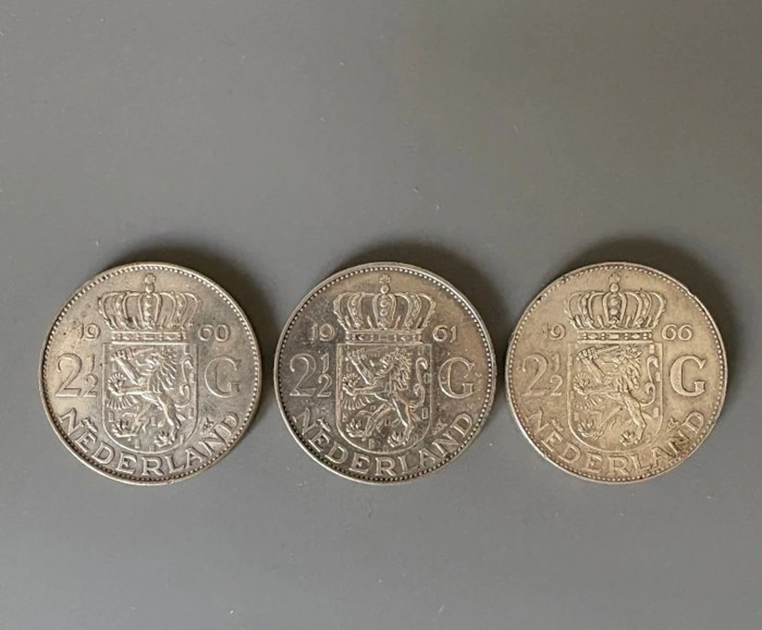 Netherlands. Juliana. 2 1/2 Gulden 1960/1961/1966, 3 stuks (No reserve price)