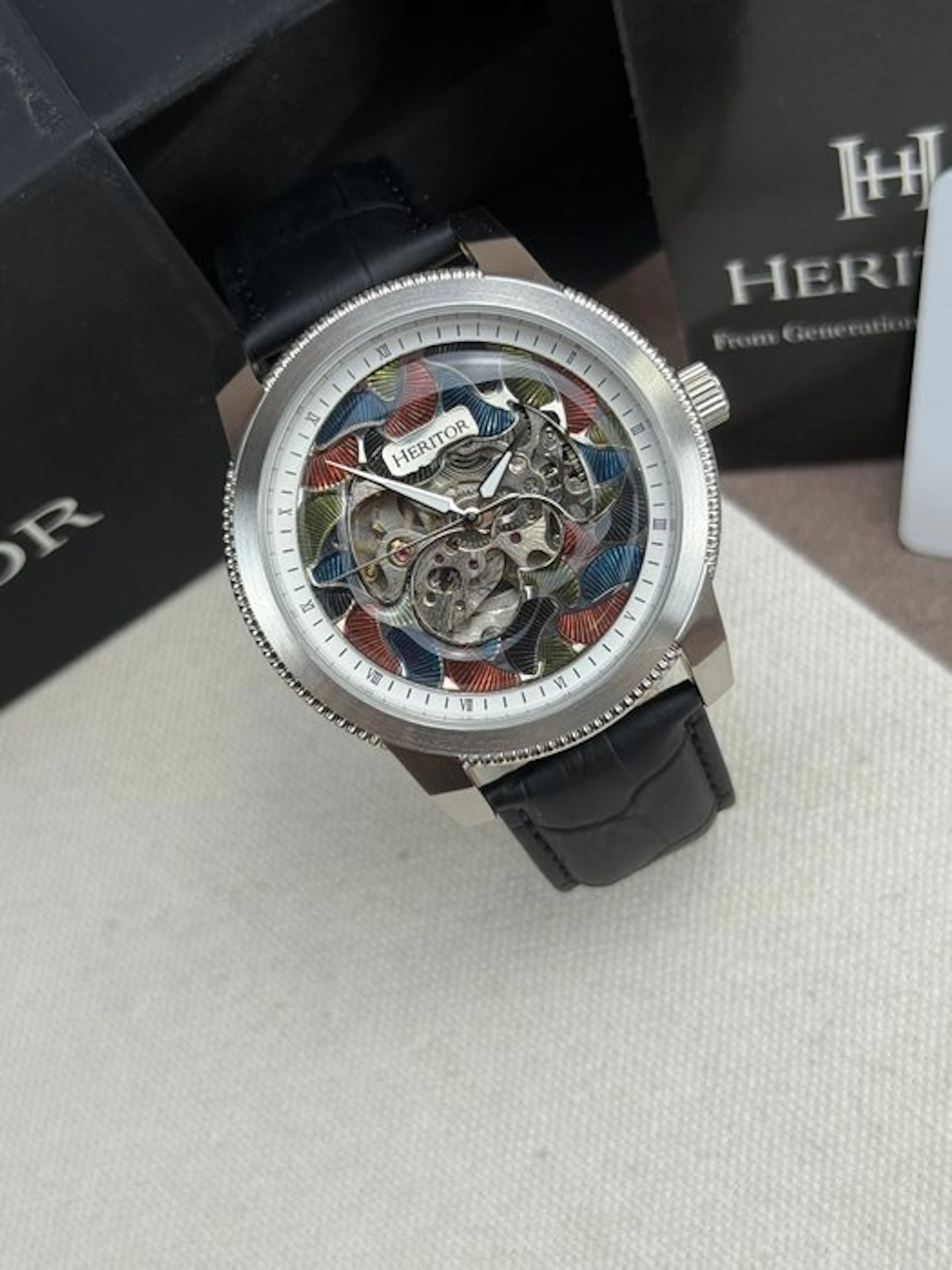 Heritor - Automatic Emmanuel Semi-Skeleton - Silver/Black...