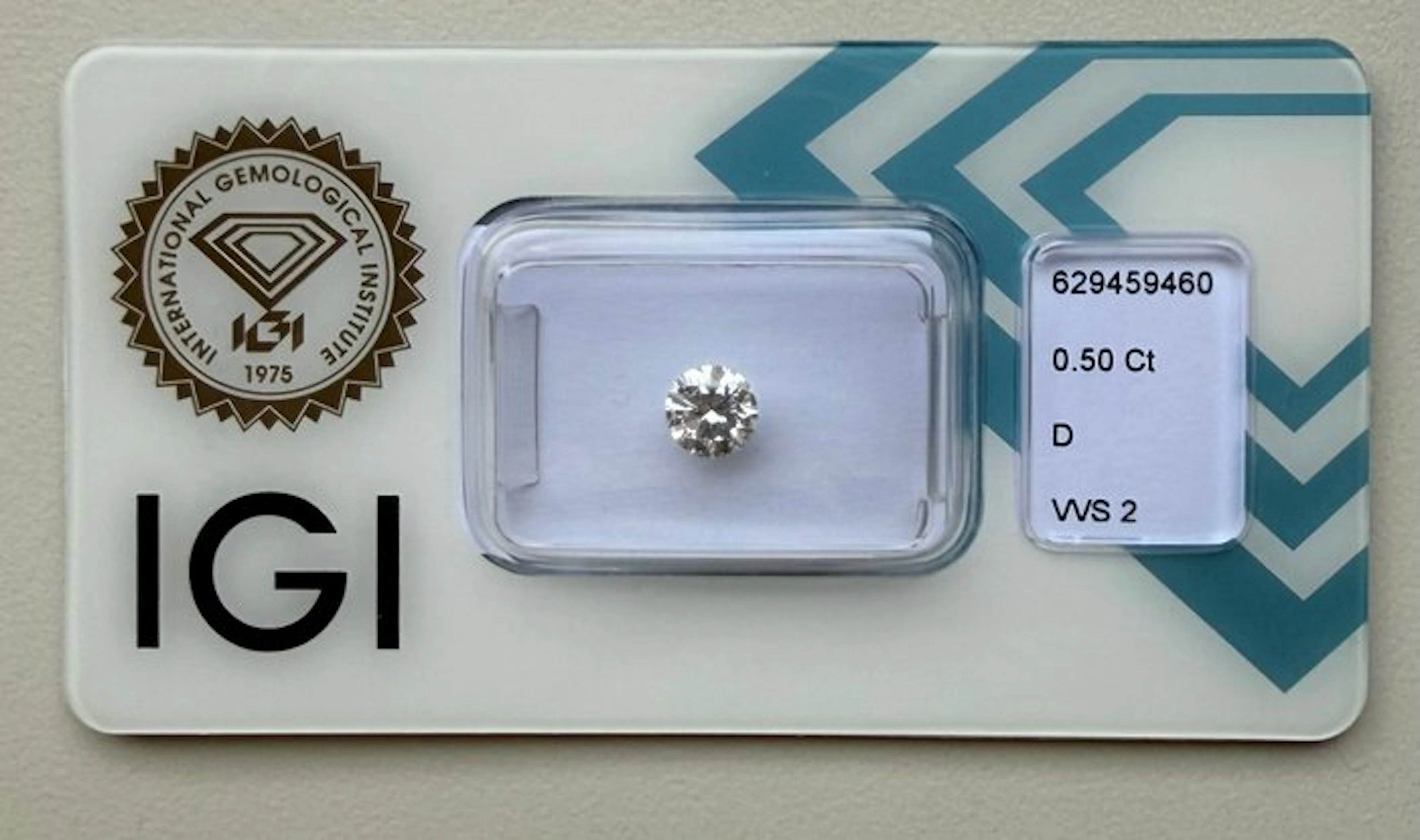 1 pcs Diamond (Natural) - 0.50 ct - Round - D...