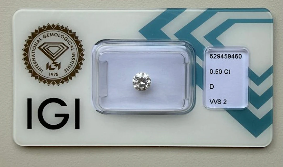 1 pcs Diamond (Natural) - 0.50 ct - Round - D...