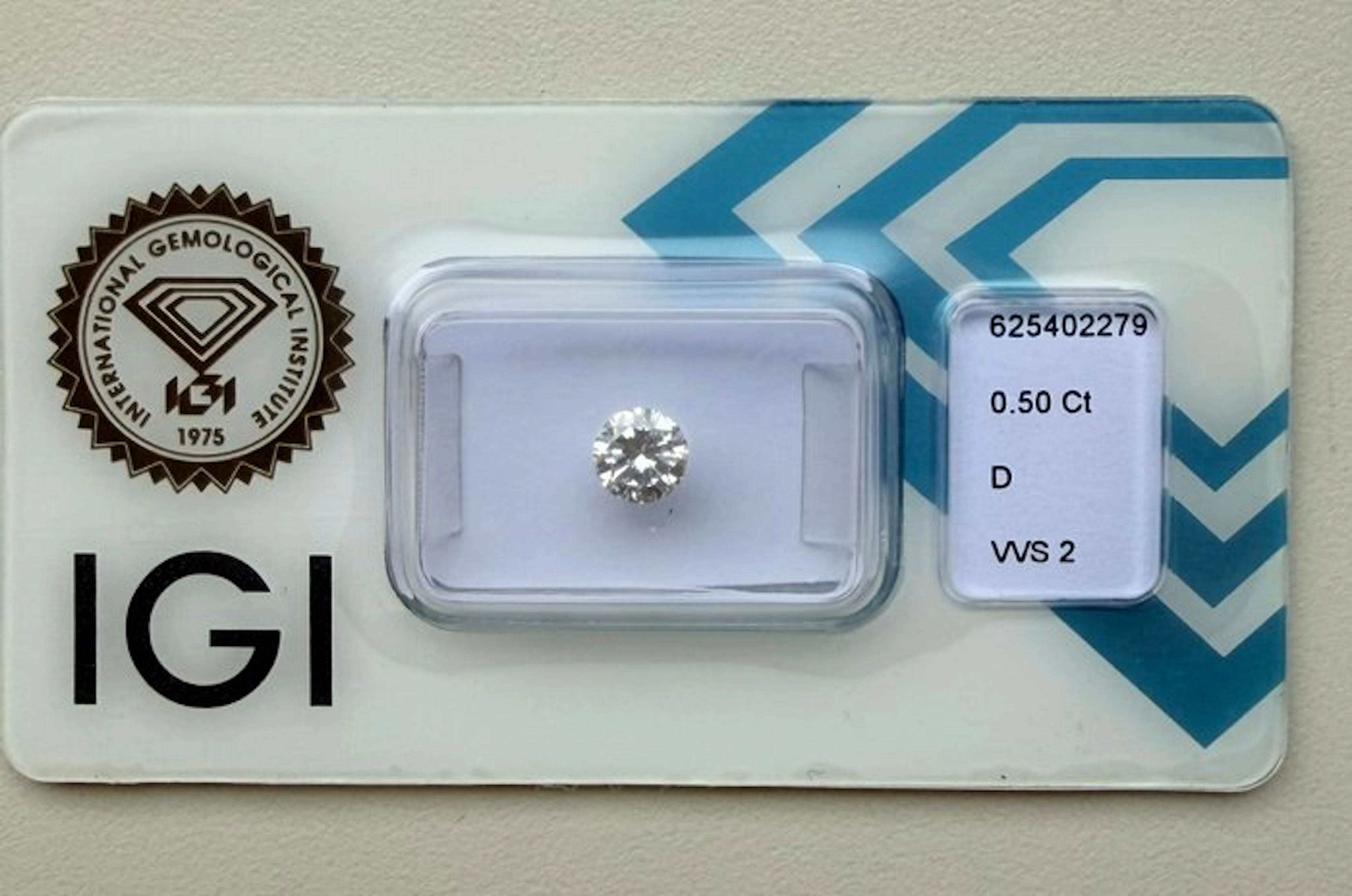 1 pcs Diamond (Natural) - 0.50 ct - Round - D...