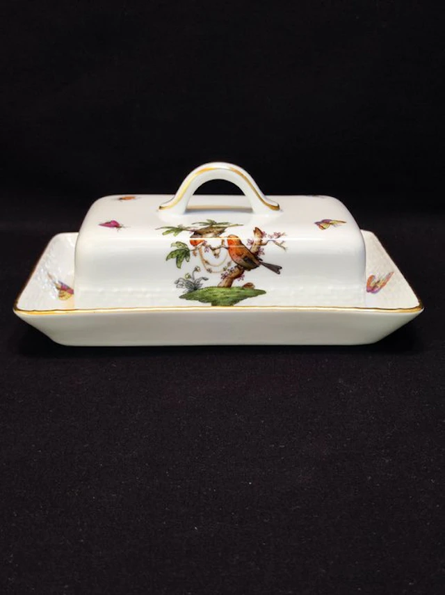 Herend - Butter dish - 389/RO rechteckige Deckelschale...