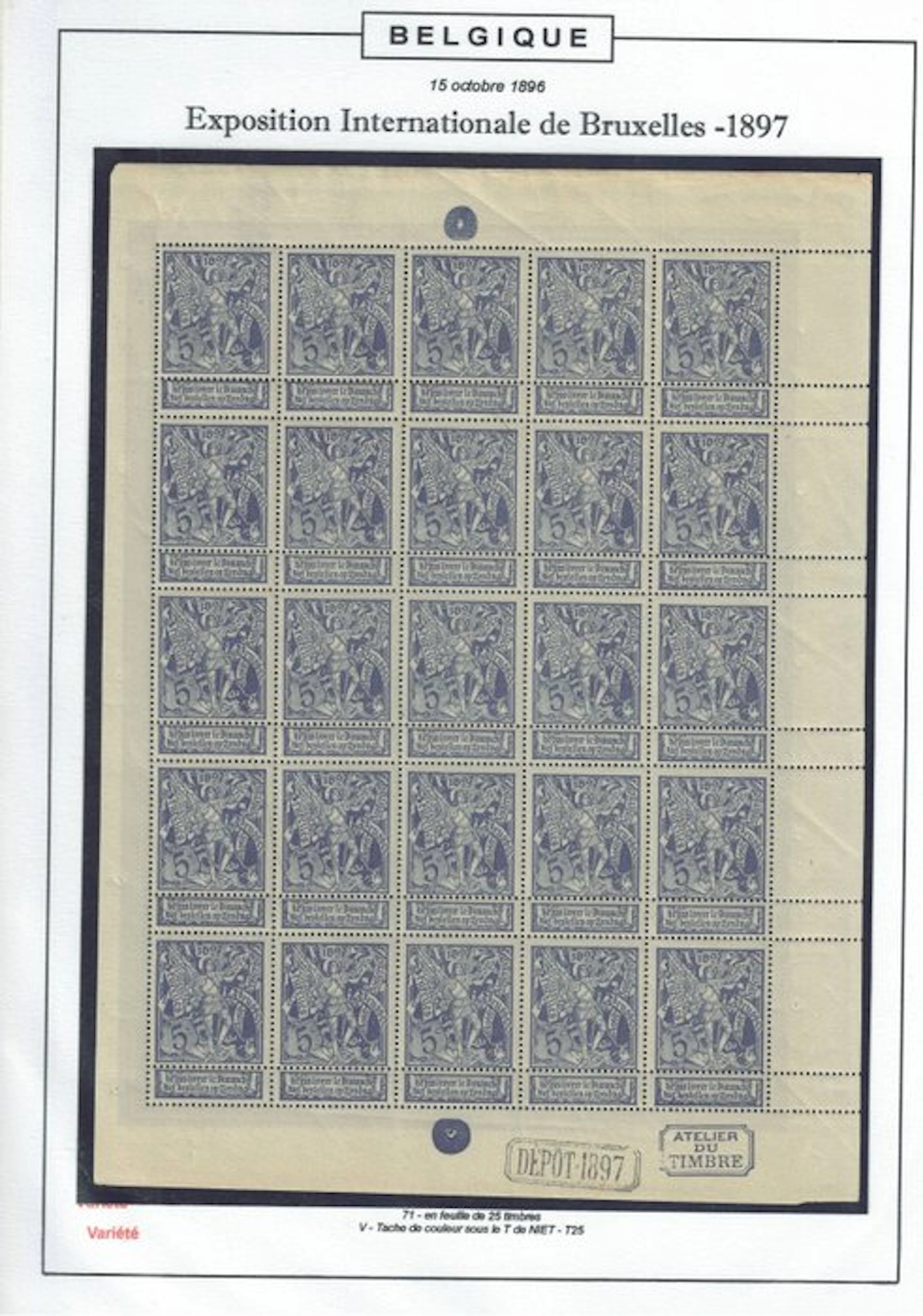 Belgium 1896 - The three small sheets with various...