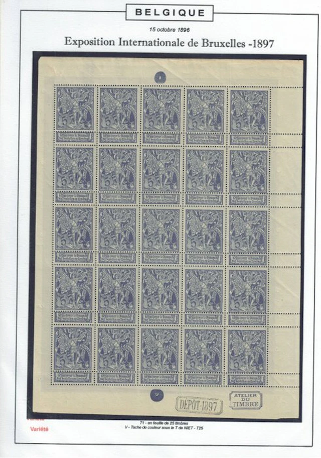 Belgium 1896 - The three small sheets with various...