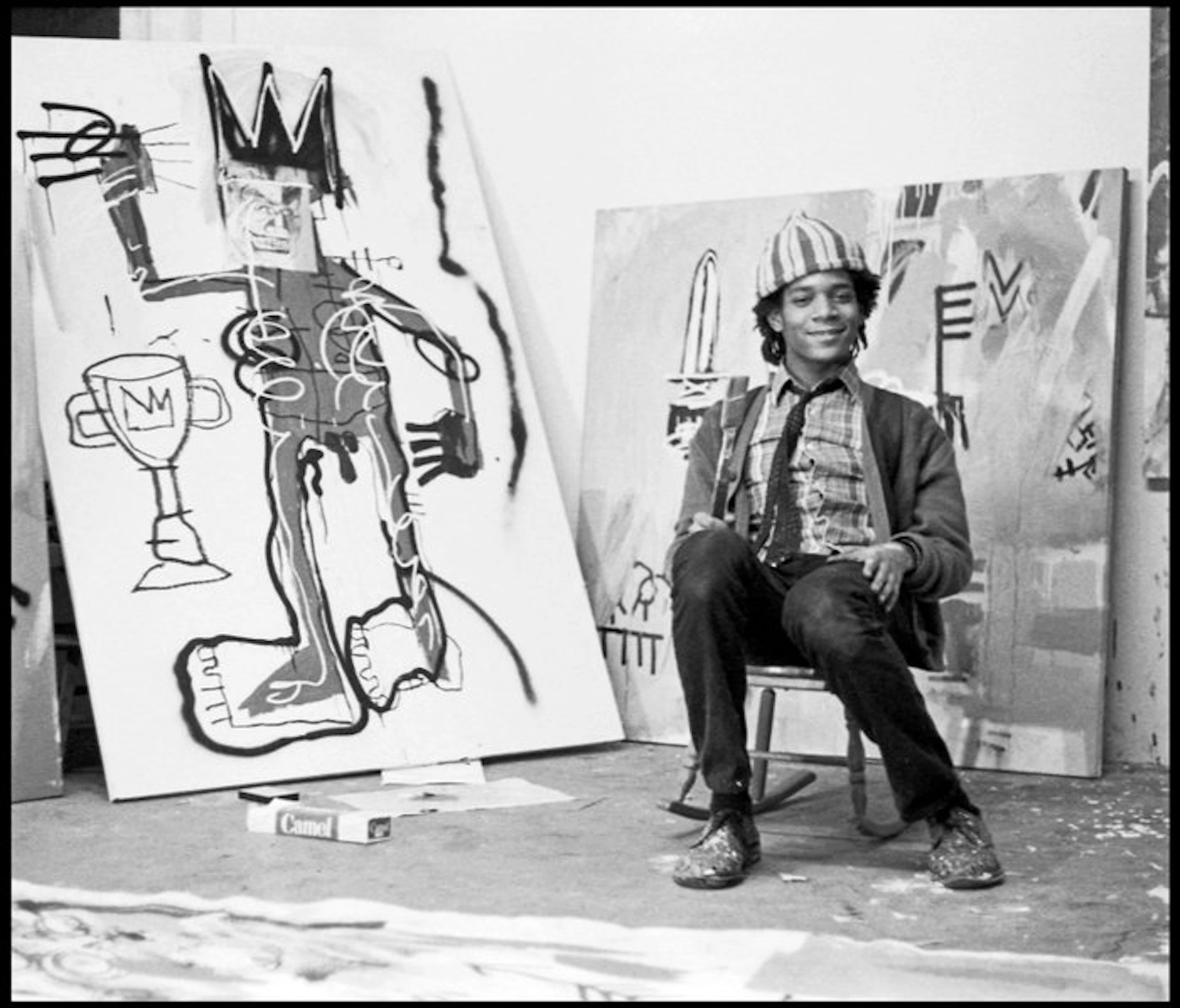 Pierre Houles - Jean Michel Basquiat in his studio NYC 1982