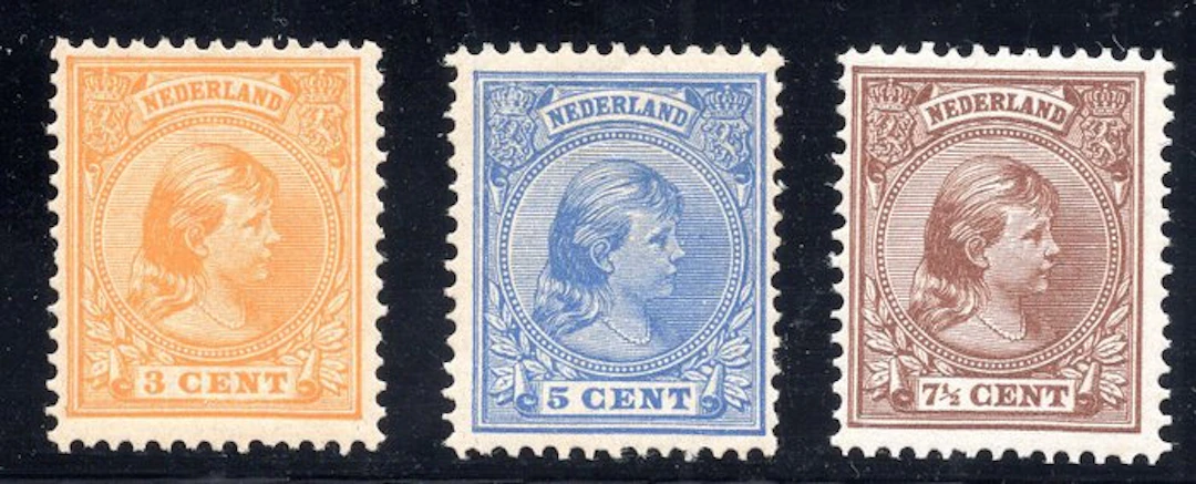 Netherlands 1891 - Princess Wilhelmina (hair down) - NVPH 34/36