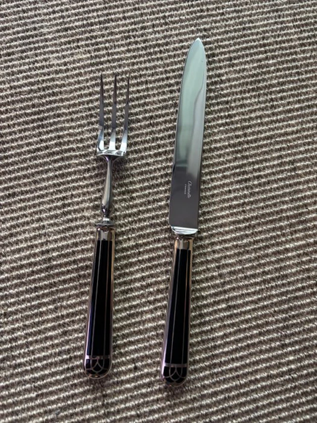 Serving utensil (2) - Chinese lacquer, Silverplated
