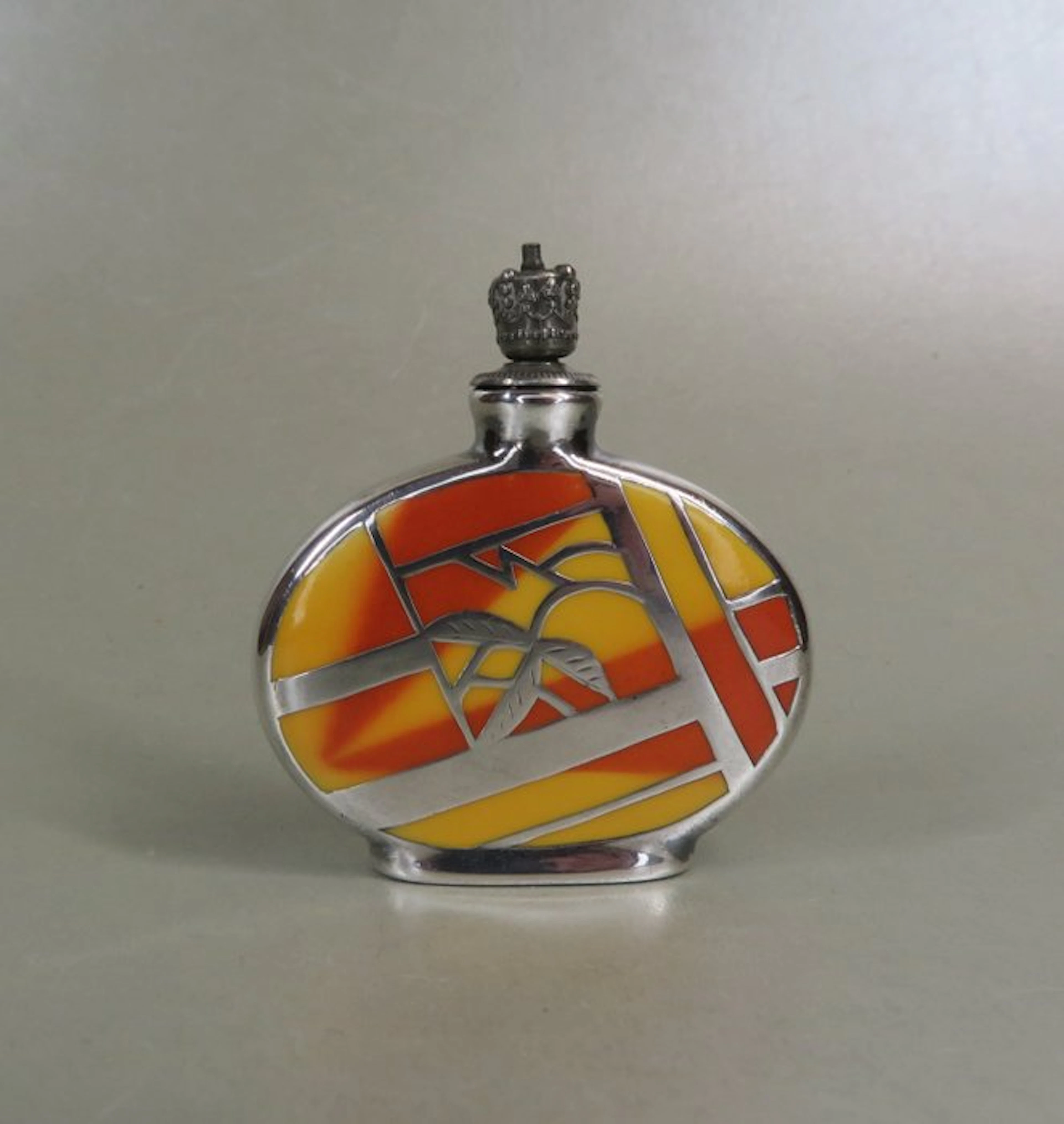 Chique Art Deco parfumflesje (Crowntop) - Perfume bottle - .1000 silver