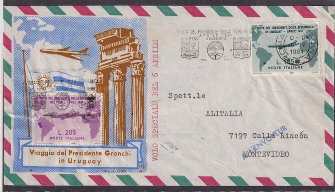 Italian Republic 1961 - Gronchi Rosa Not Covered Traveled...