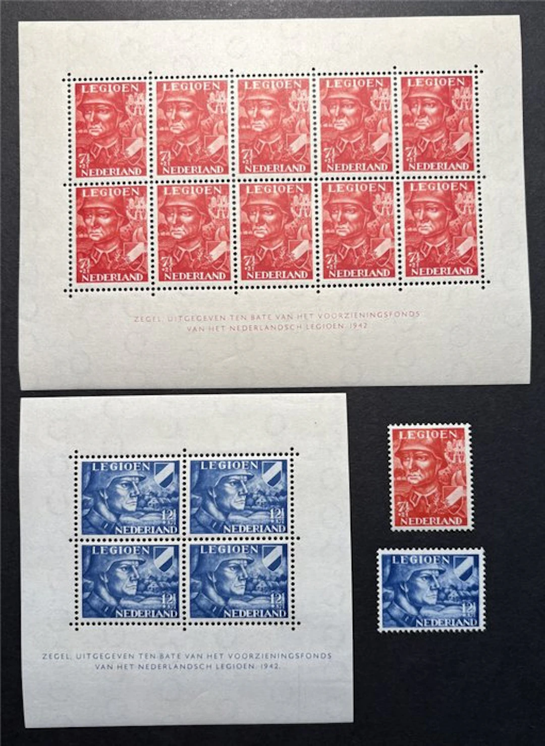 Netherlands 1942 - Legion sheets - NVPH 402-403 402B-403B