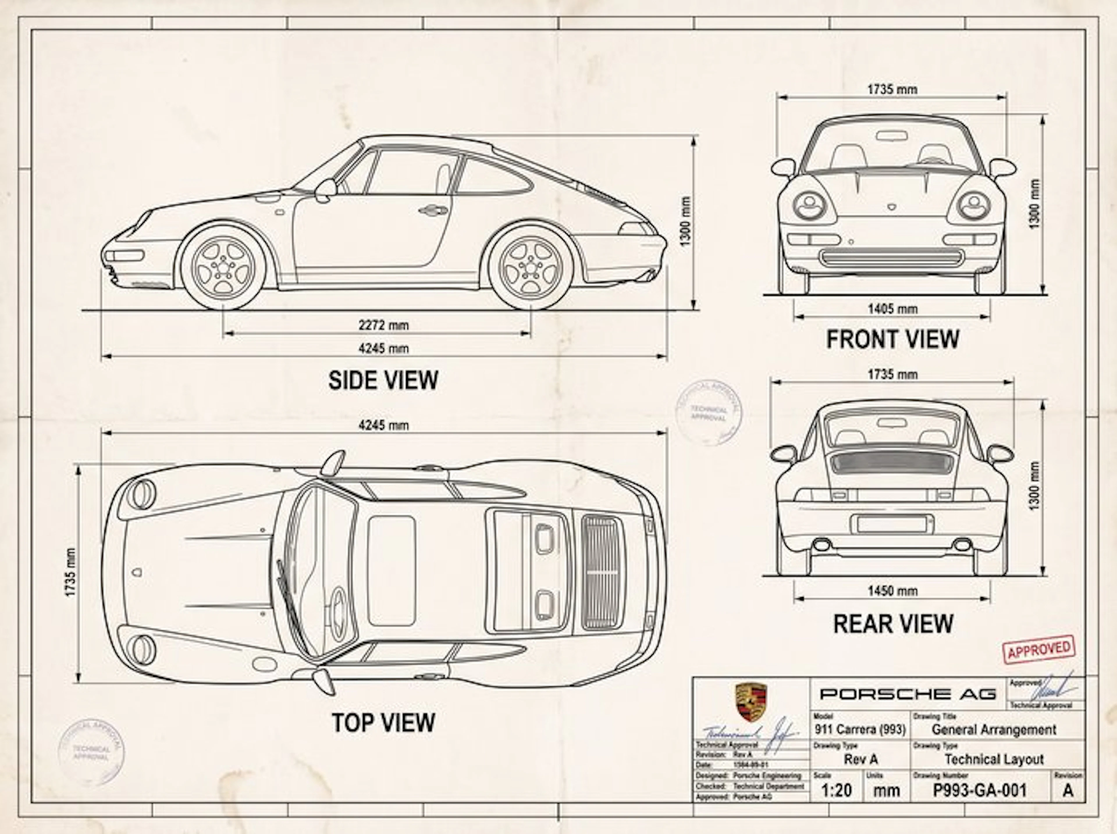 Shmidt.Art - Porsche AG - 911 Carrera (993) General Arrangement - 1990s