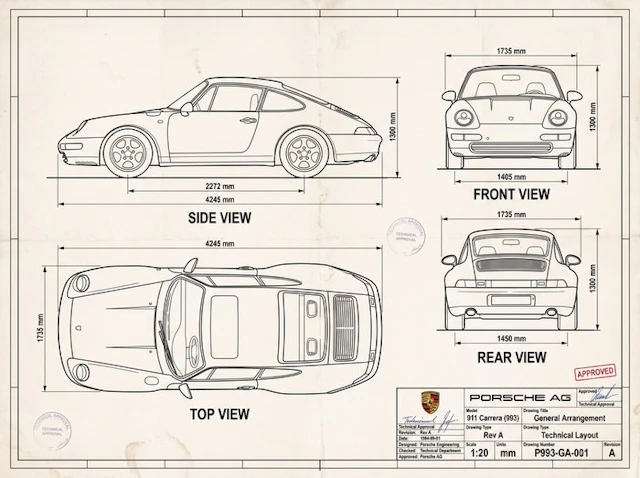 Shmidt.Art - Porsche AG - 911 Carrera (993) General Arrangement - 1990s