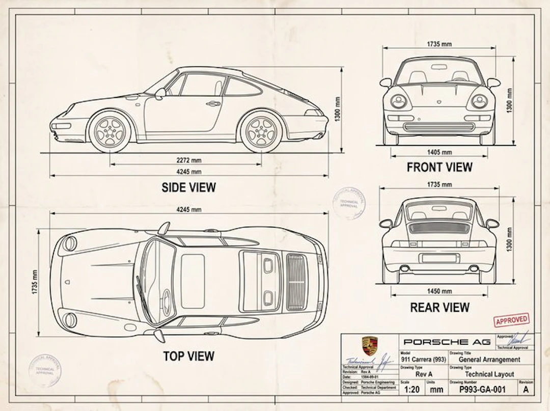Shmidt.Art - Porsche AG - 911 Carrera (993) General Arrangement - 1990s