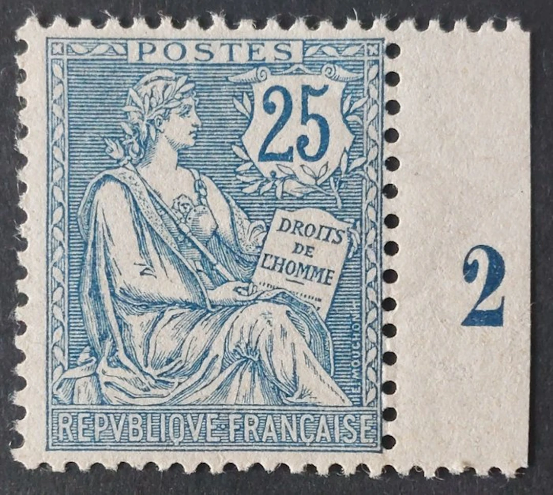 France 1902 - Mouchon retouched, 25 c. blue, luxury** - Yvert 127