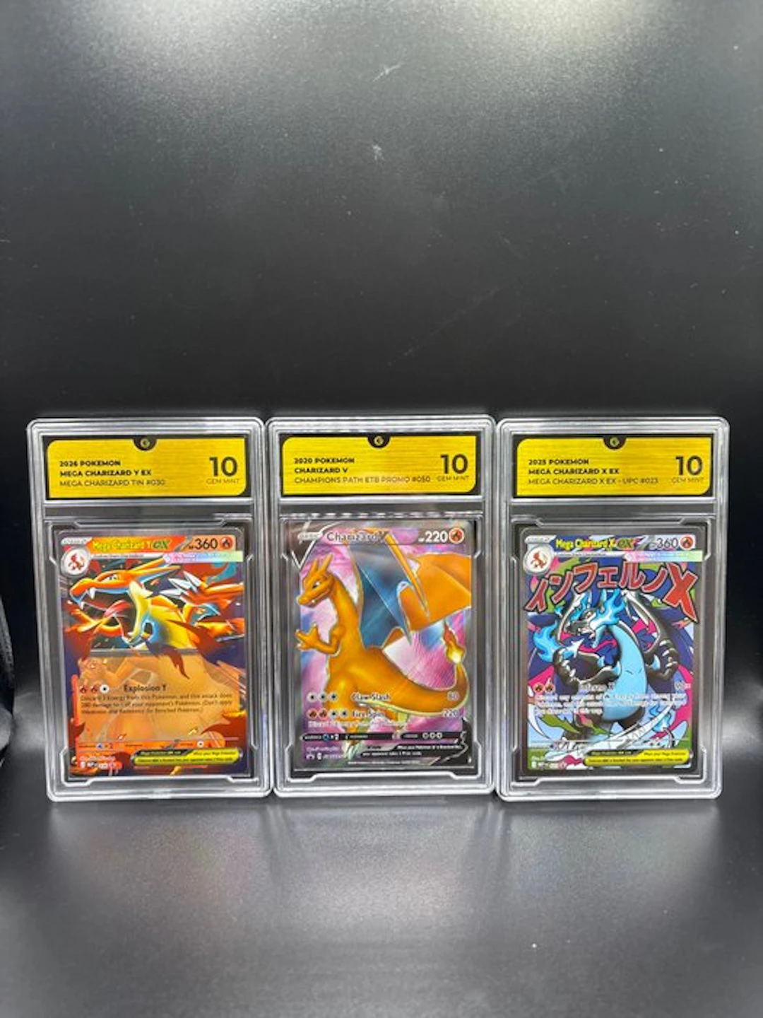 Pokémon - 3 Graded card charizard Lot - GG 10