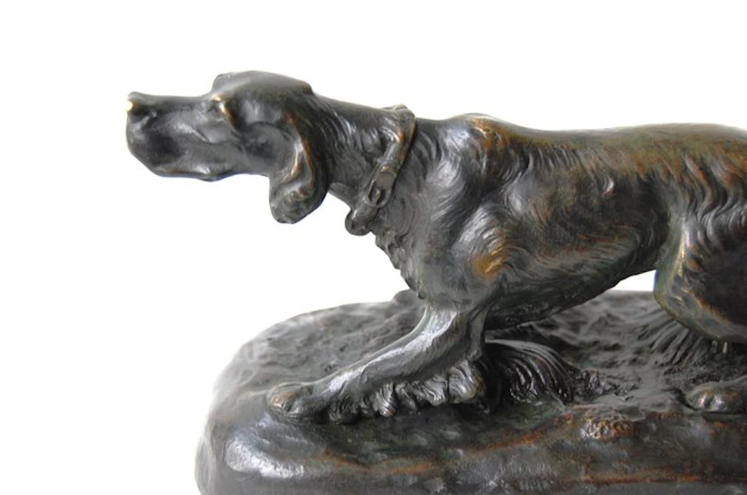 G Lesage - Sculpture, Engelse setter hond / Art Deco - 24 cm - Bronze - 1915