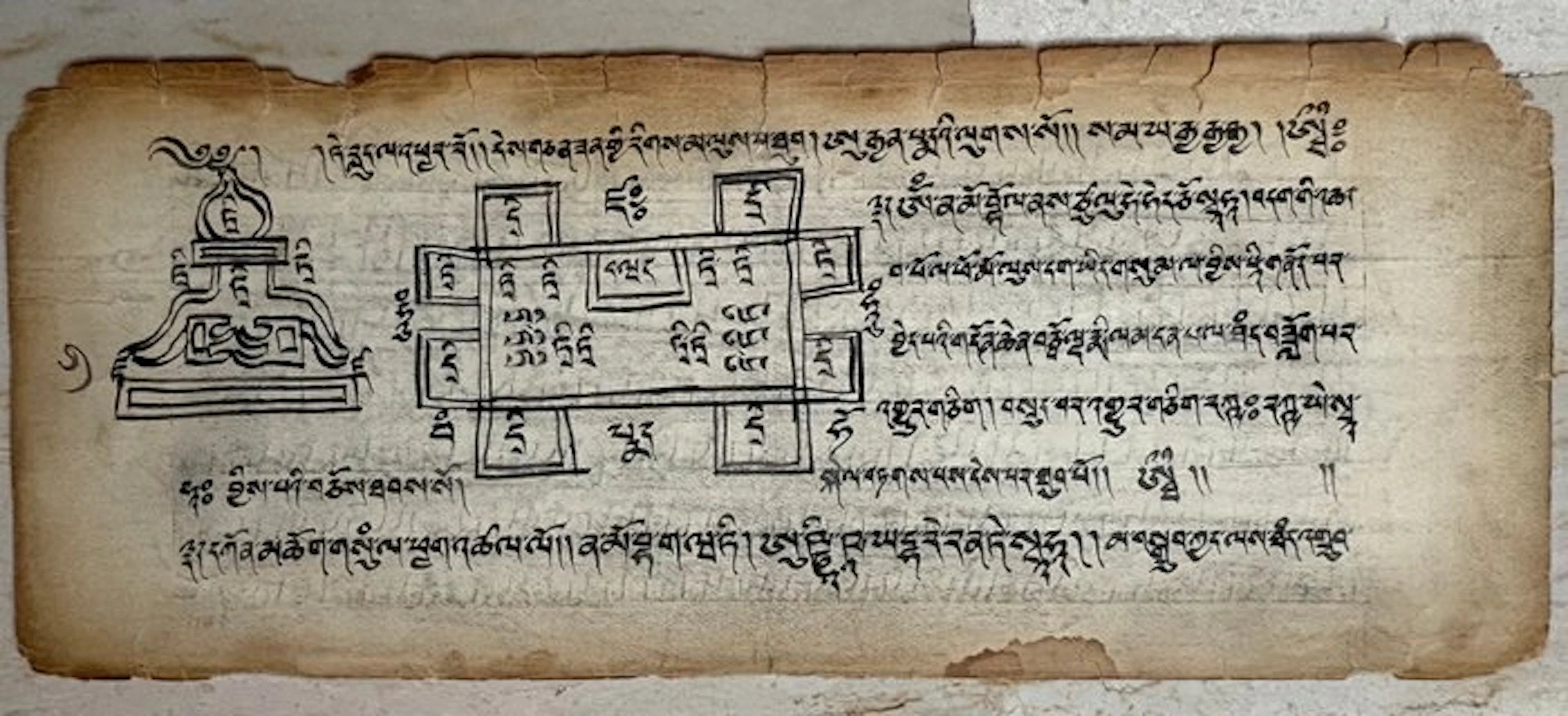 Tibetan Buddhist Manuscript with Ritual Diagrams –...