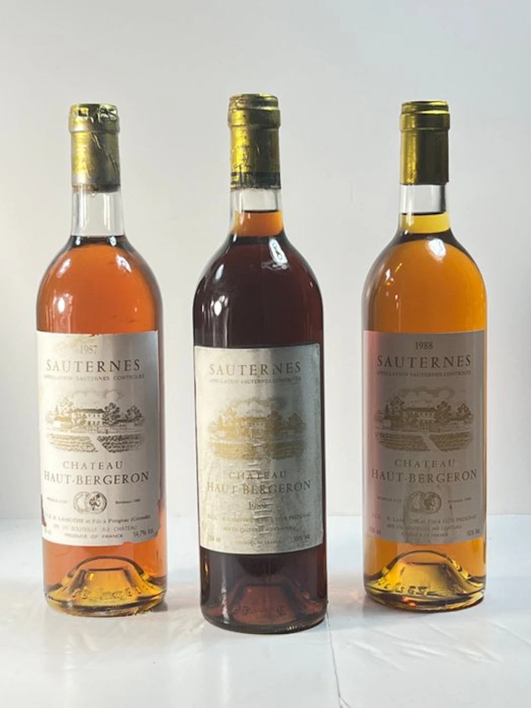1987, 1988 & 1989 Château Haut-Bergeron - Sauternes - 3 Bottles (0.75L)