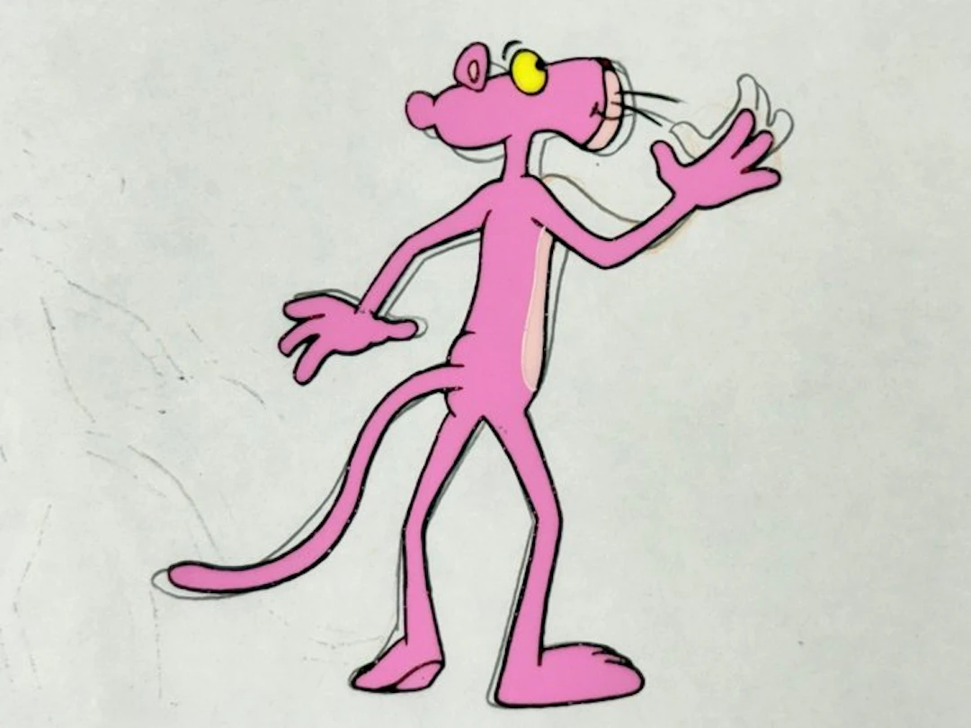 Friz Freleng - Original animation cel and drawing of Pink...