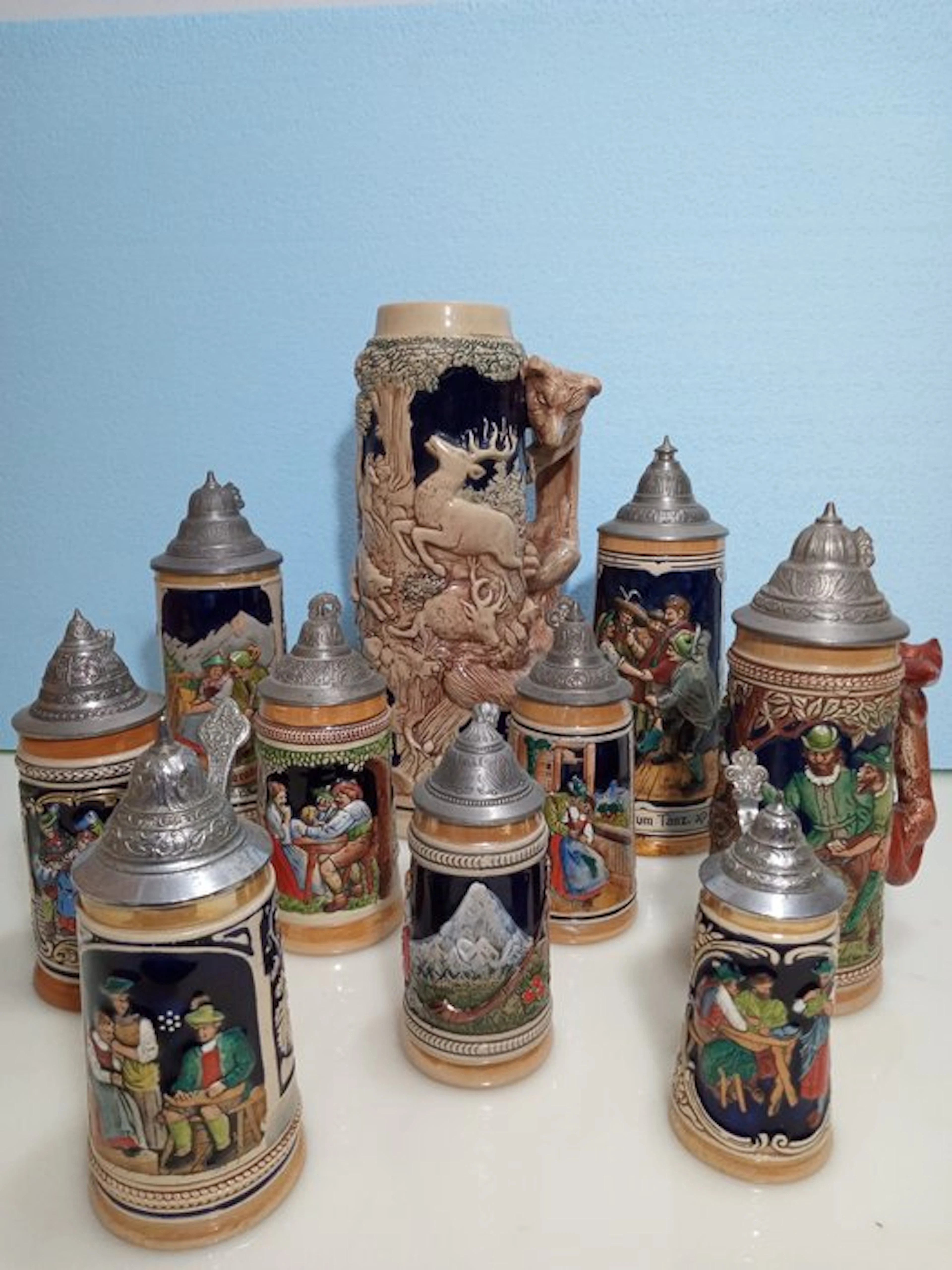 Beer mug (10) - Pottery, Peltro - Steinkrug Germany