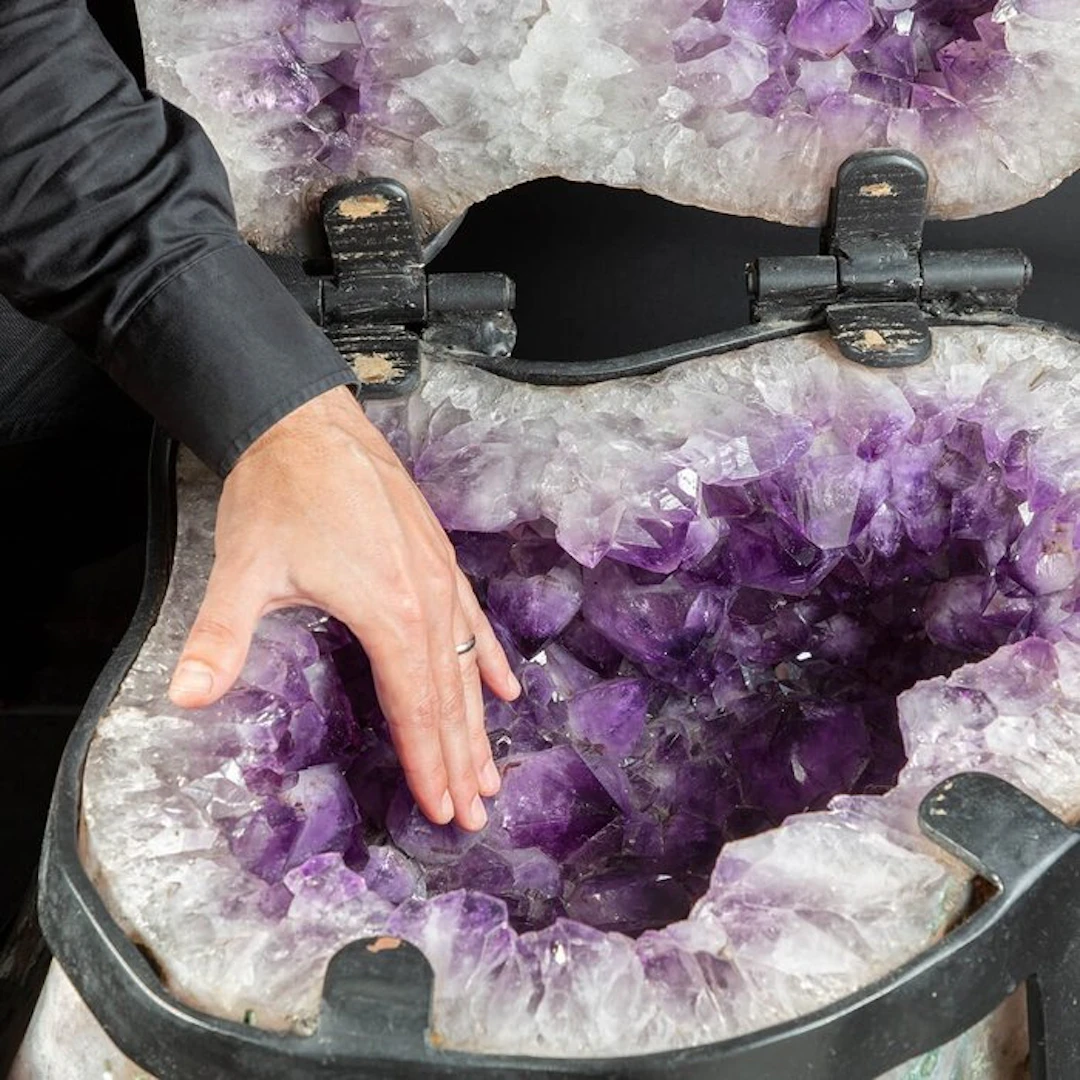Incredible - Large Amethyst Jewelry Box - Sectioned Geode...