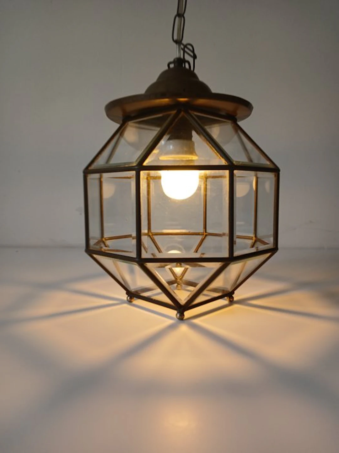 Ceiling lamp - Glass, Brass - Amsterdam School - Art Deco