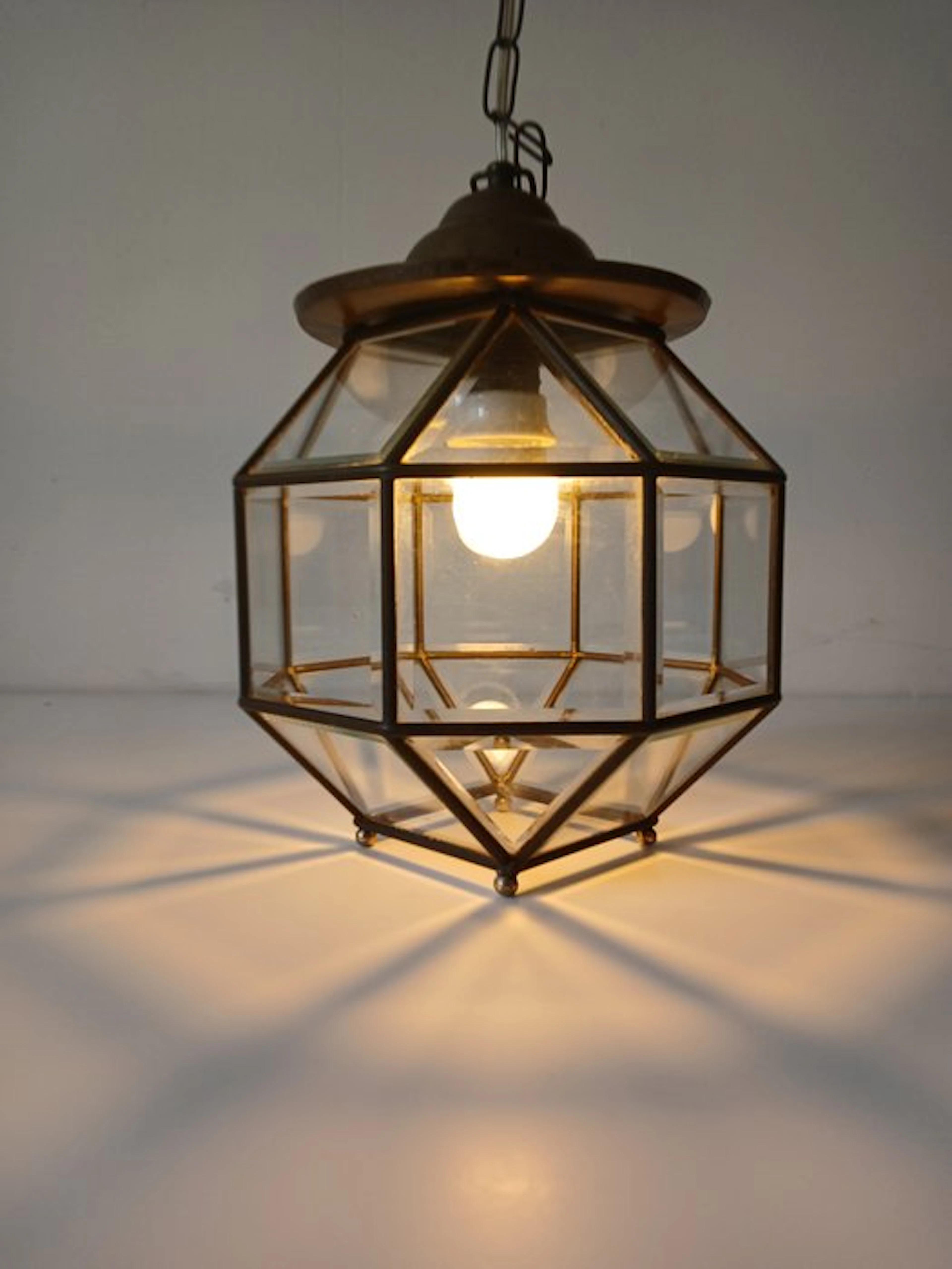 Ceiling lamp - Glass, Brass - Amsterdam School - Art Deco