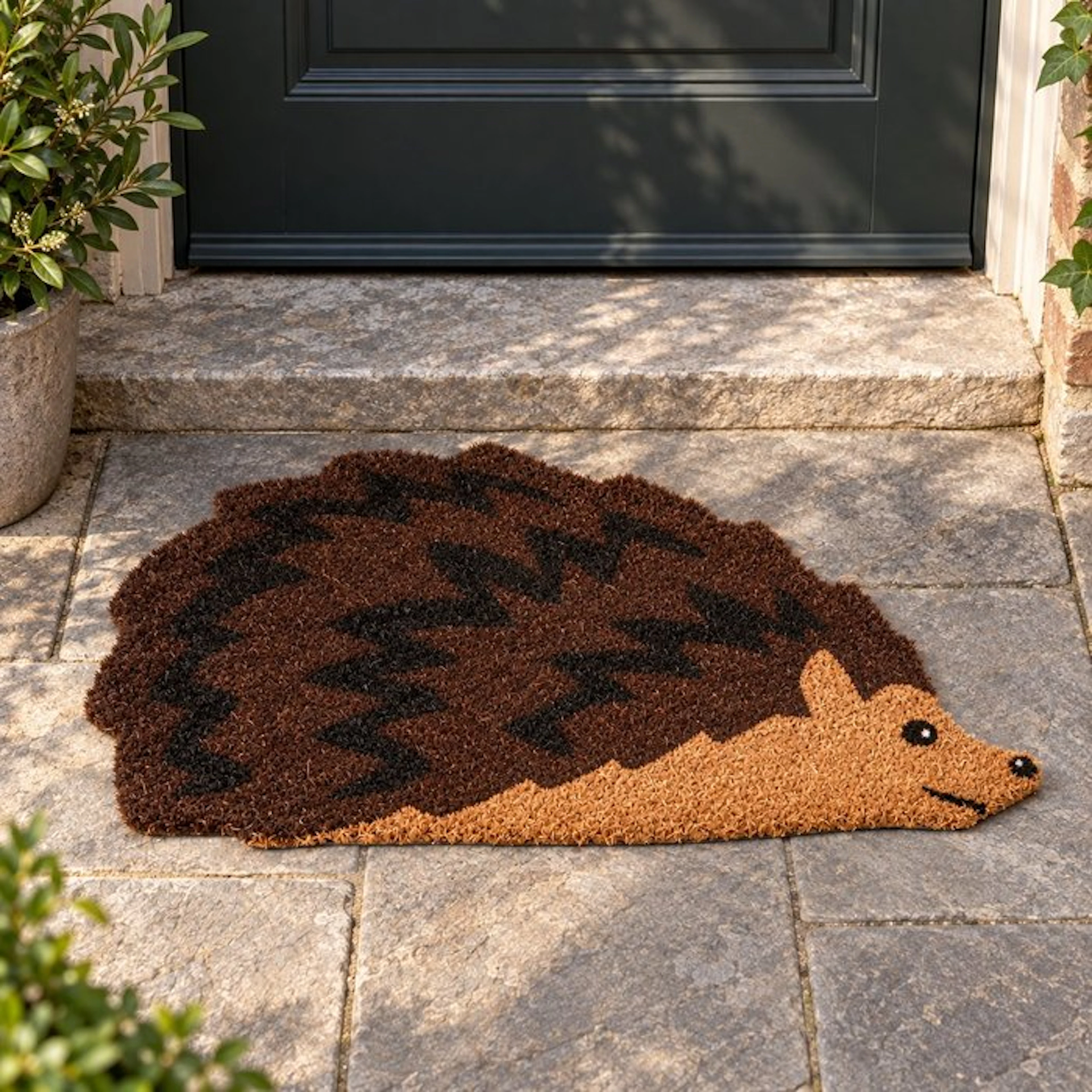 Country-style hedgehog doormat - coconut fiber entry mat...