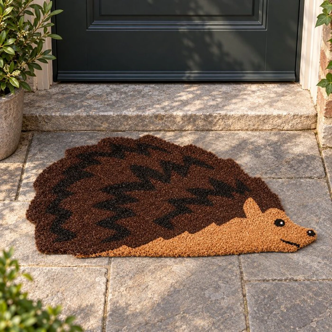 Country-style hedgehog doormat - coconut fiber entry mat...