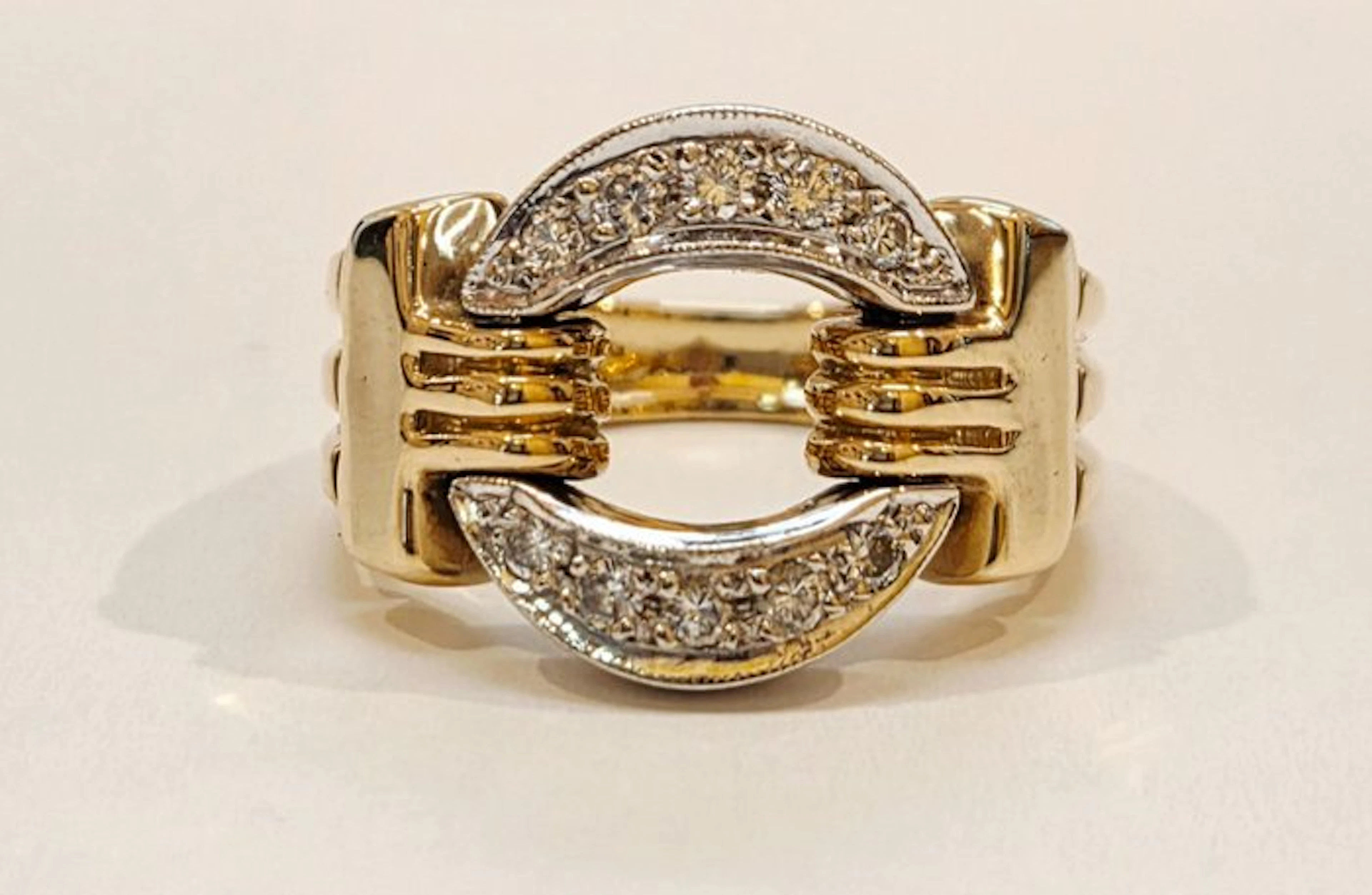 Ring - 18 kt. Yellow gold, White gold - Italy 80s Perfect