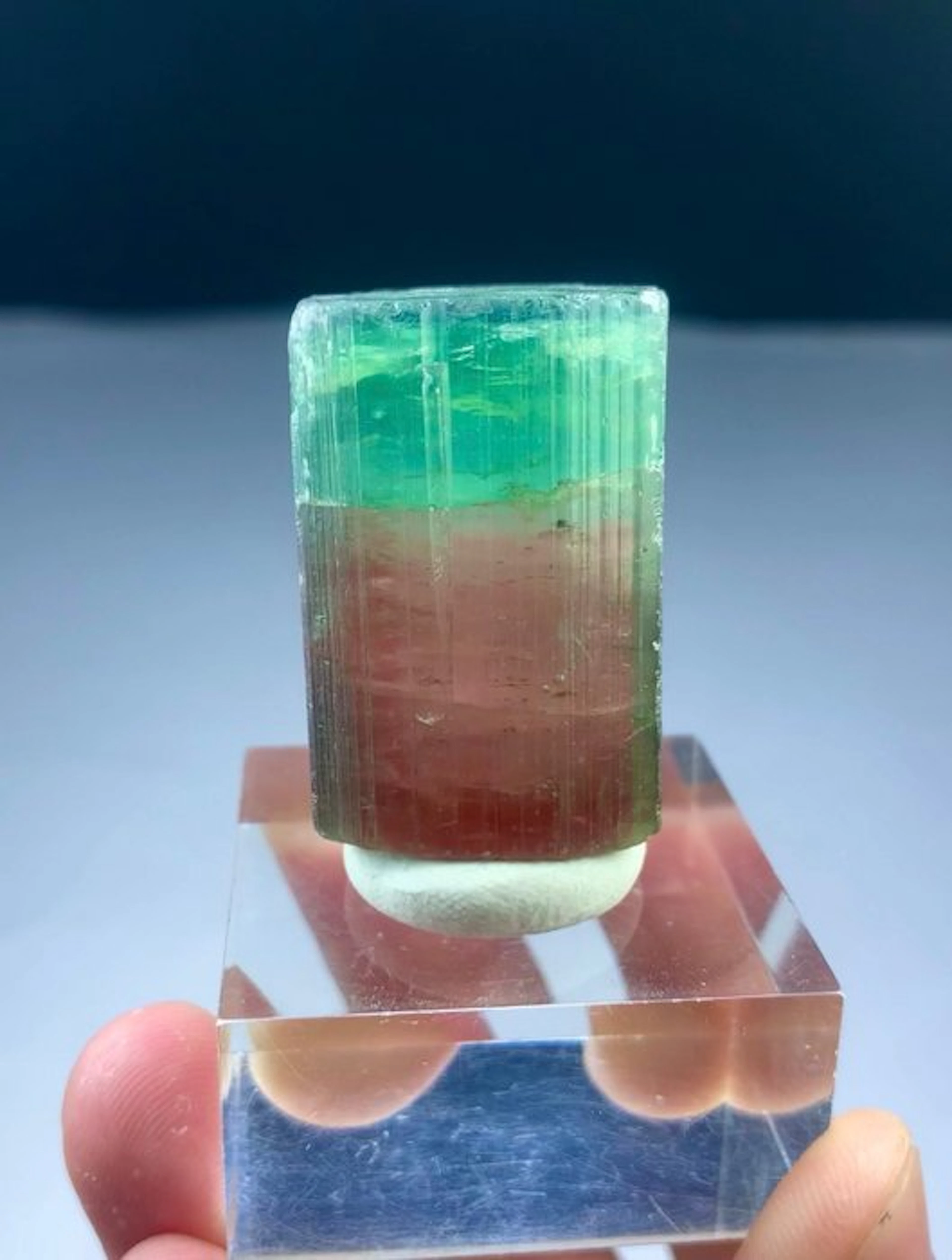 Bicolour watermelon tourmaline Crystal - Height: 40 mm...