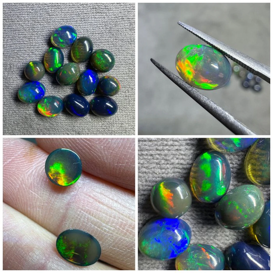 Lot of 10 carats of Ethiopian black opals - No reserve price. Cabochons- 2 g