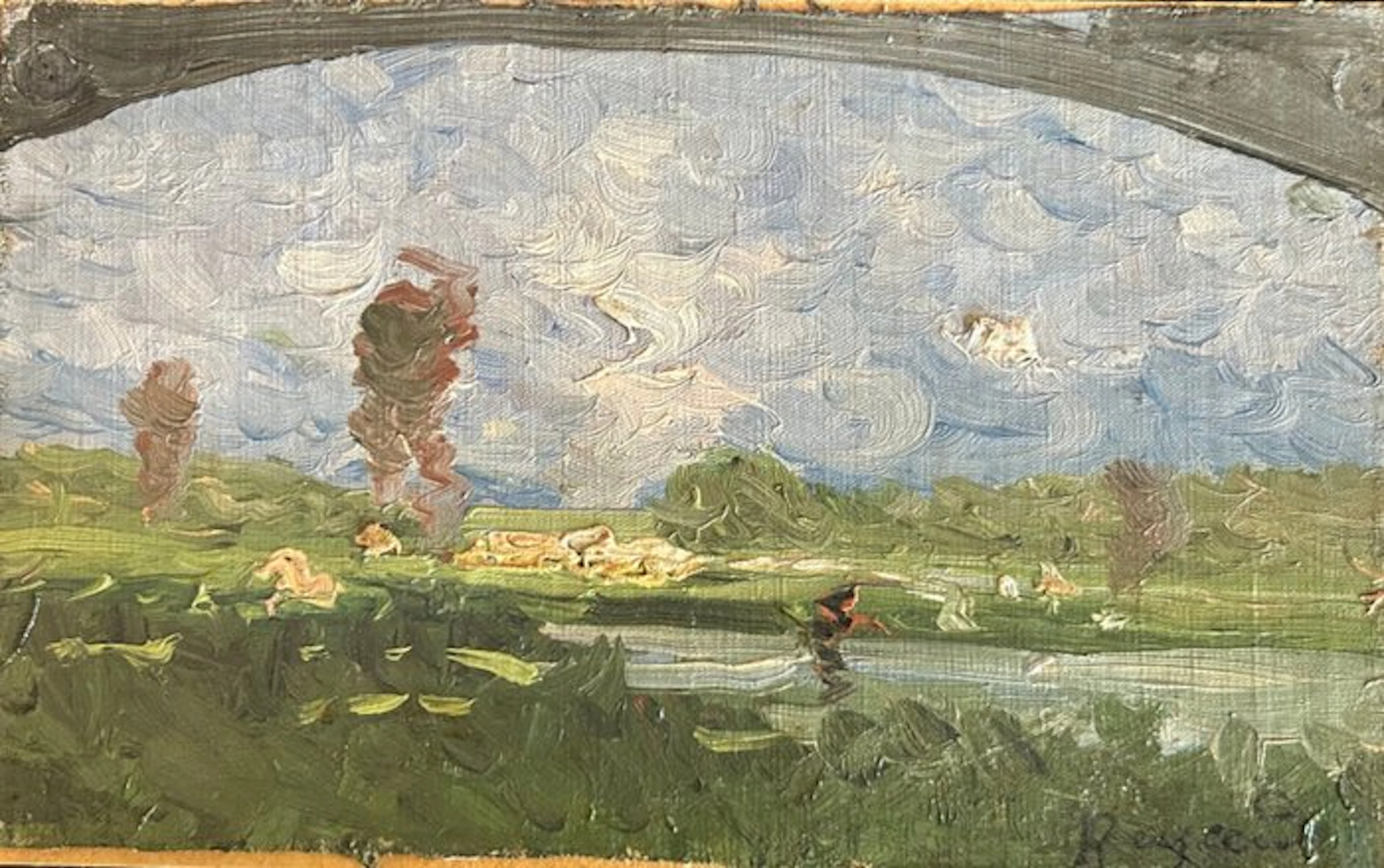 Enrico Reycend (1855-1928) - Paesaggio con lago