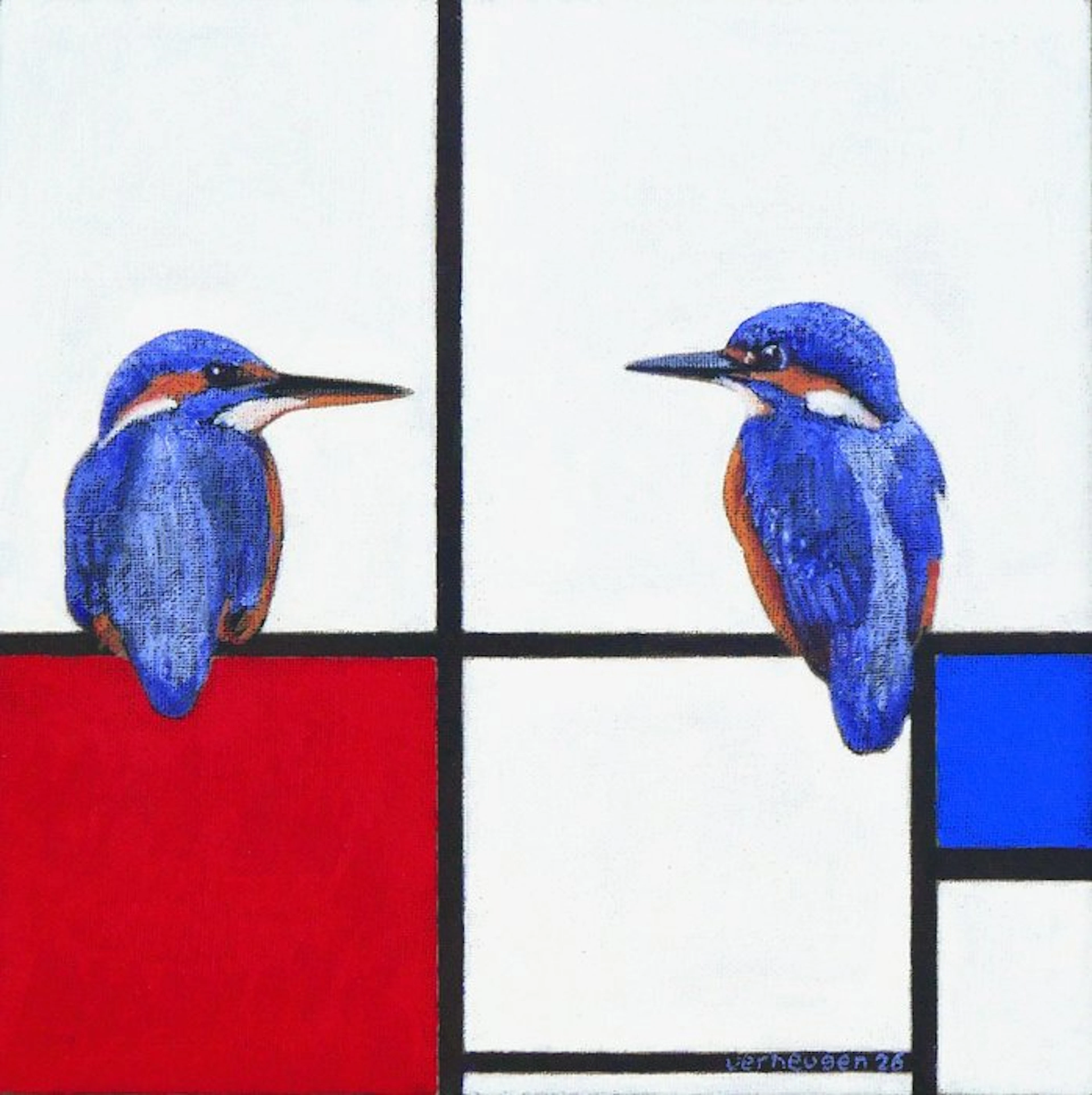Jos Verheugen - Free after Mondrian, with Kingfishers (m1139)
