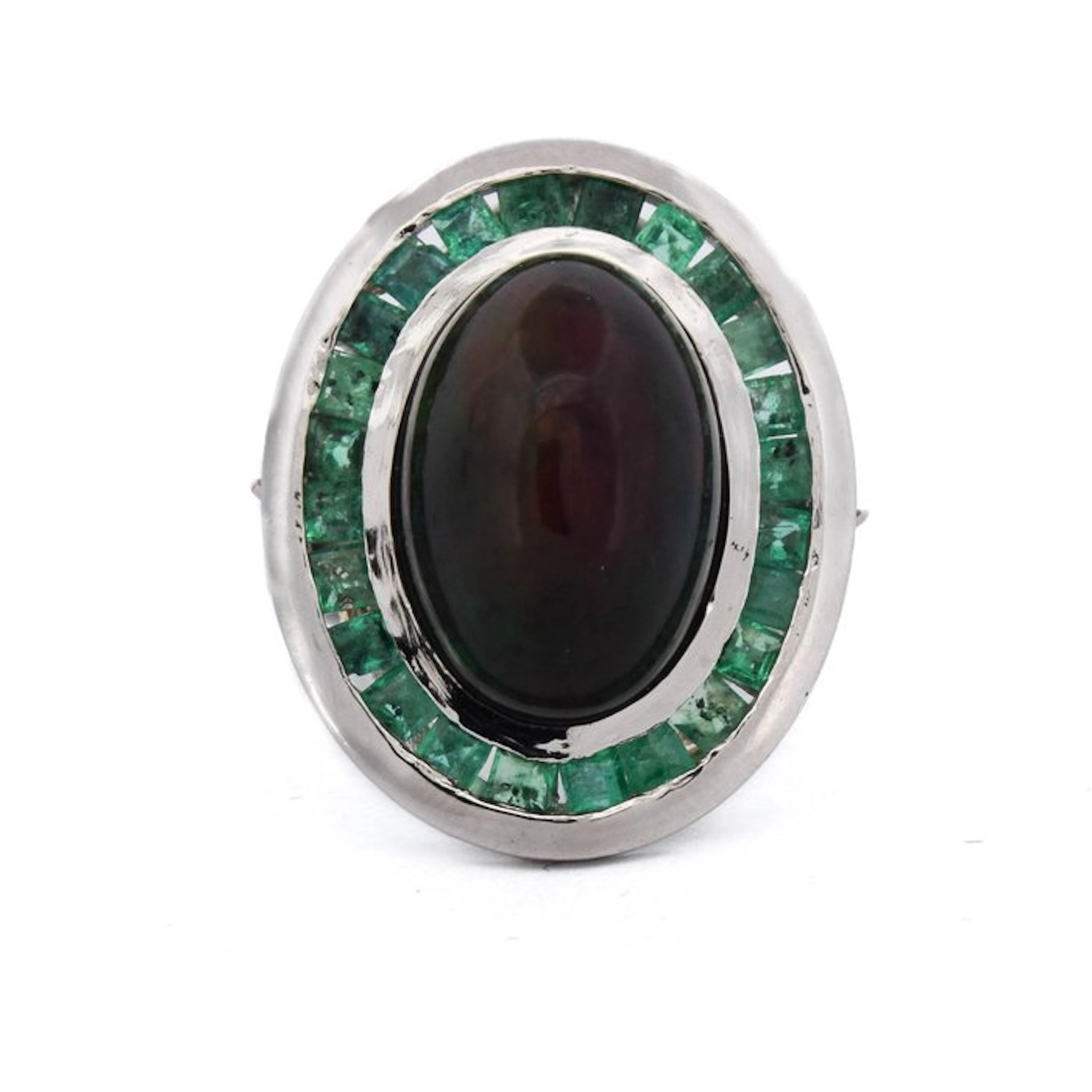 Cocktail ring Platinum - 24.50ct. tw. Opal - Emerald