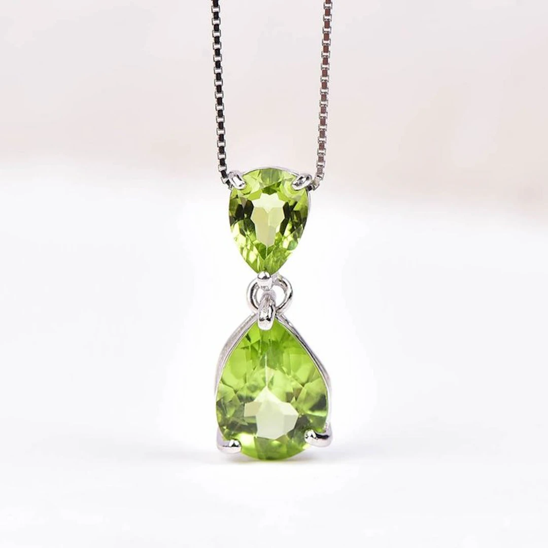 No reserve price - Pendant Silver - Peridot - Certified