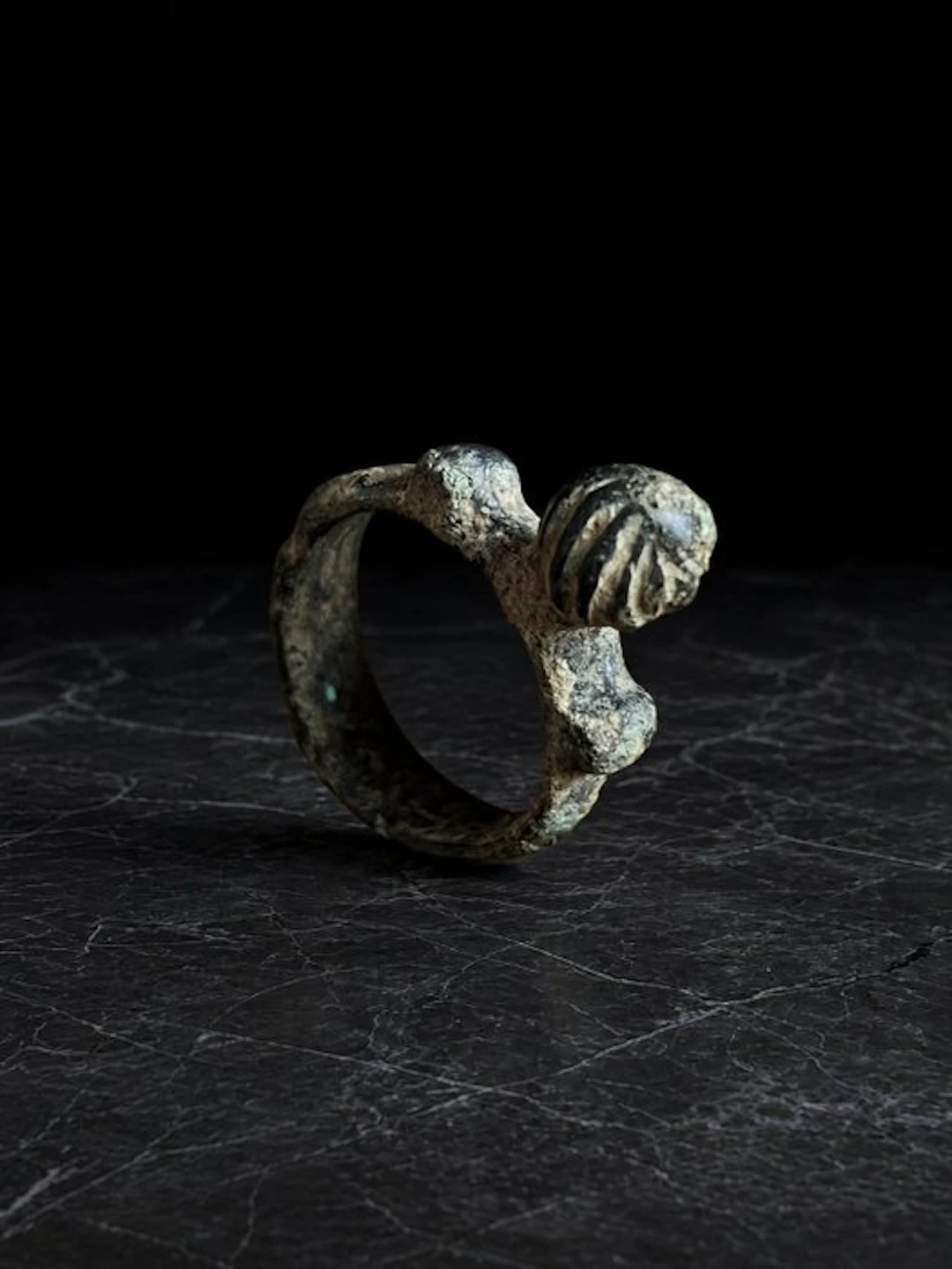 Late Roman/Early Byzantine Bronze Ring with Fluted...