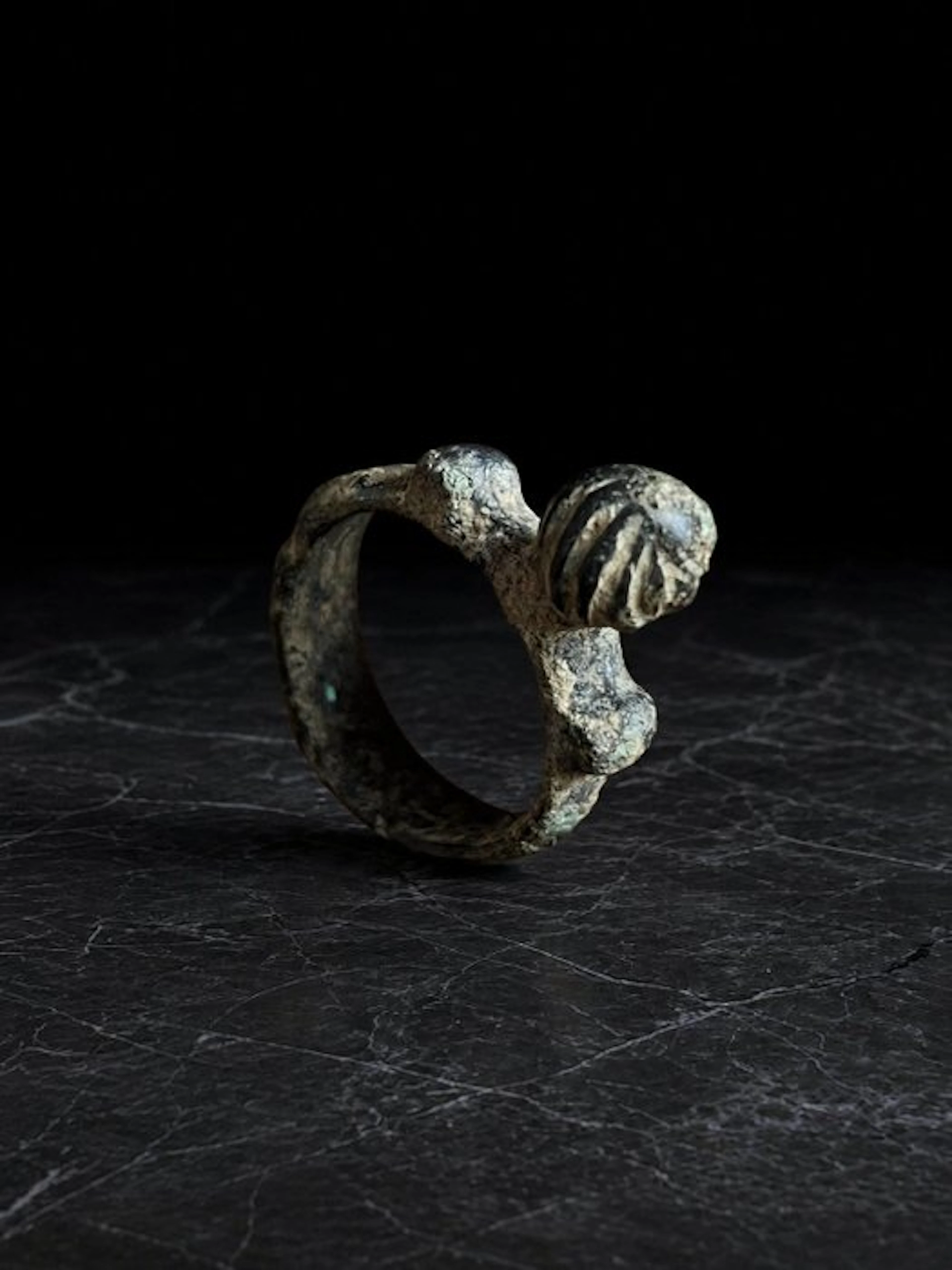 Late Roman/Early Byzantine Bronze Ring with Fluted...