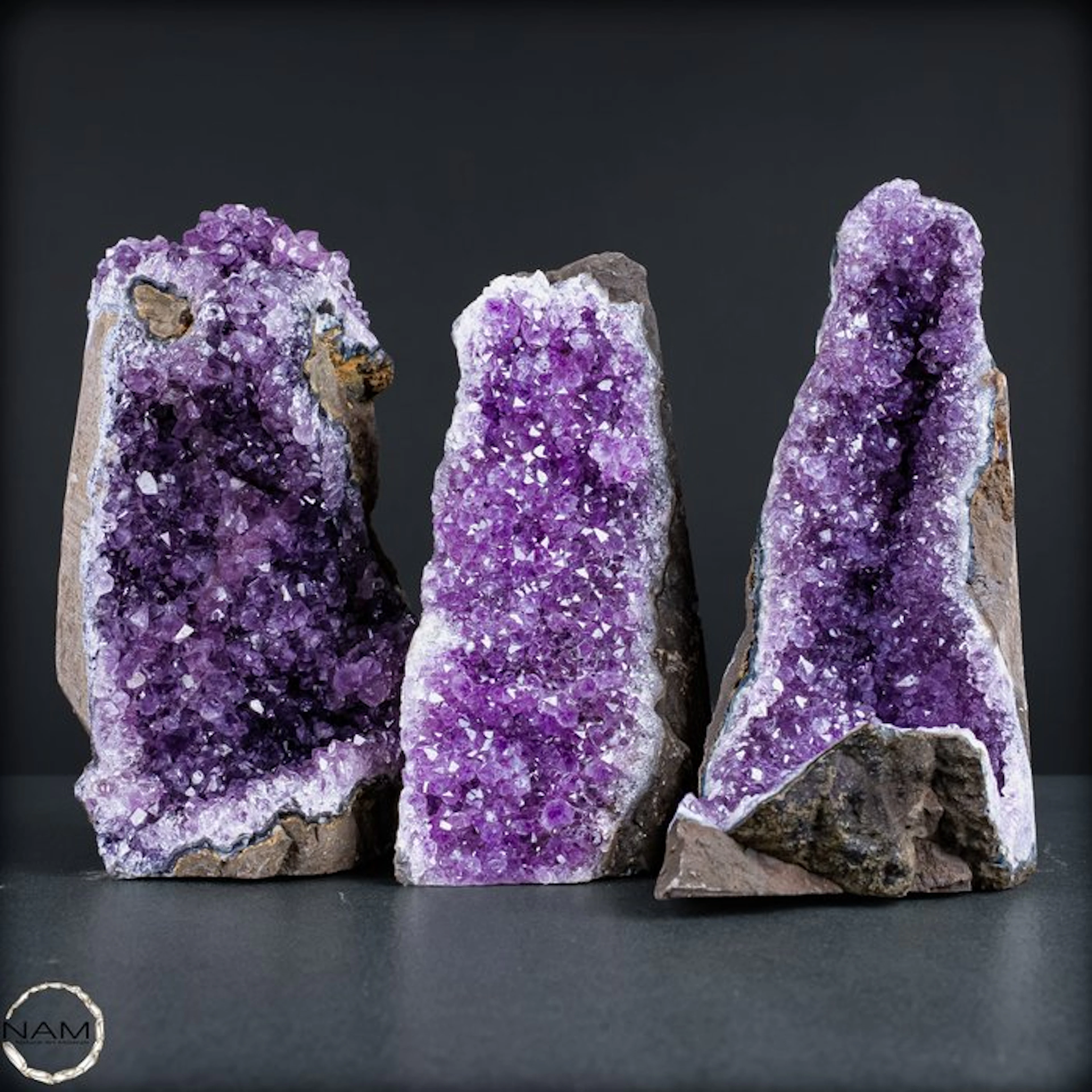 Exquisite amethyst druzy set – Three natural masterpieces...