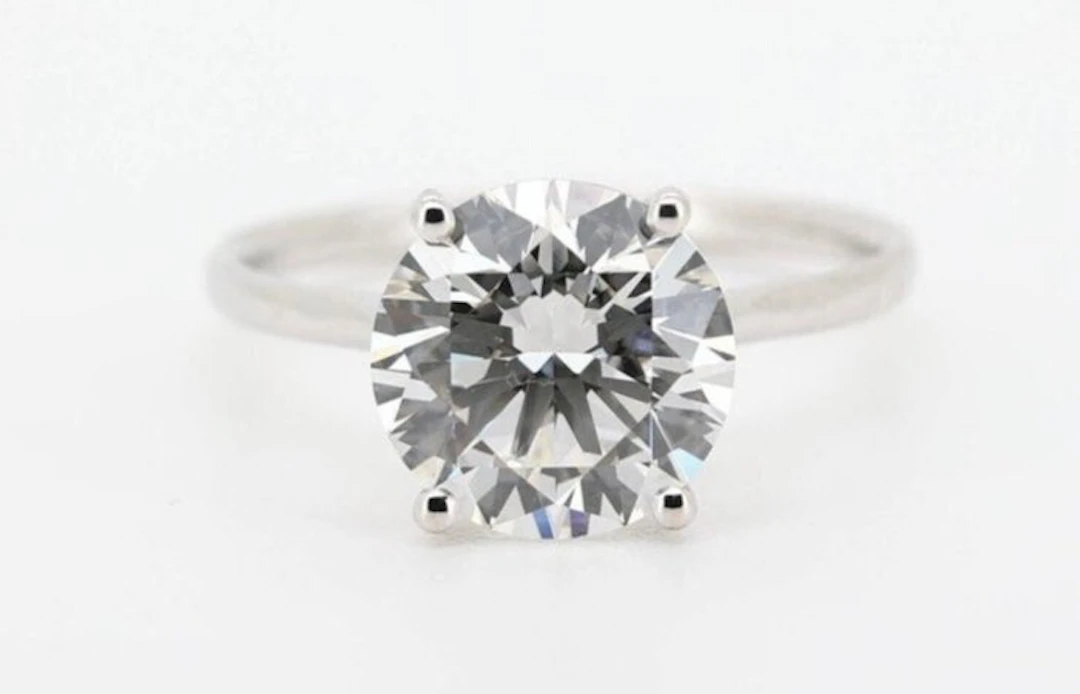 Ring - 14 kt. White gold - 3.01ct. tw. Diamond (Lab-grown) - Round F-VVS2