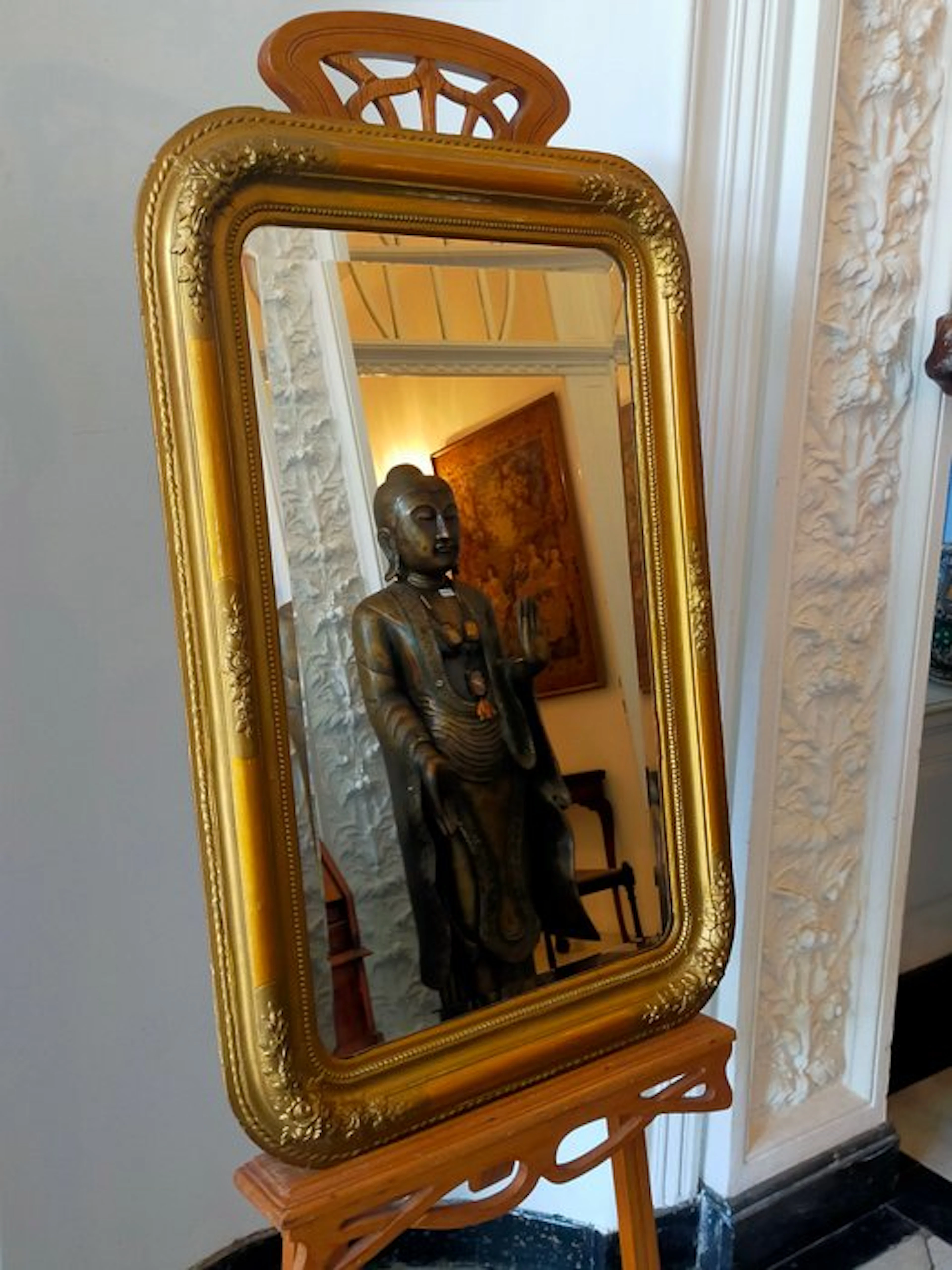 Antike Wandspiegel – Facettenspiegel im Rokoko-Stil - Mirror - Wood, Glass