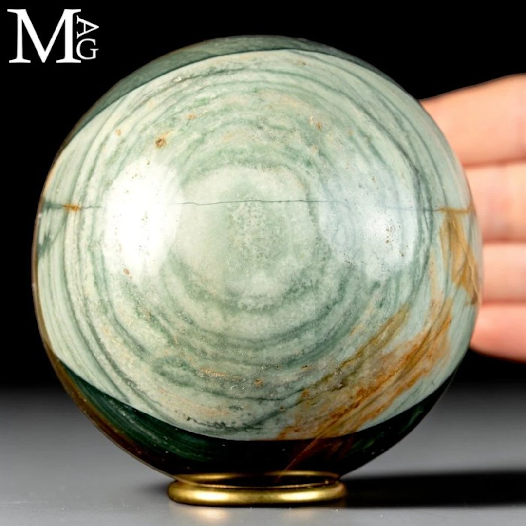 Polychromatic Jasper Sphere with Hypnotic Patterns - Rich...
