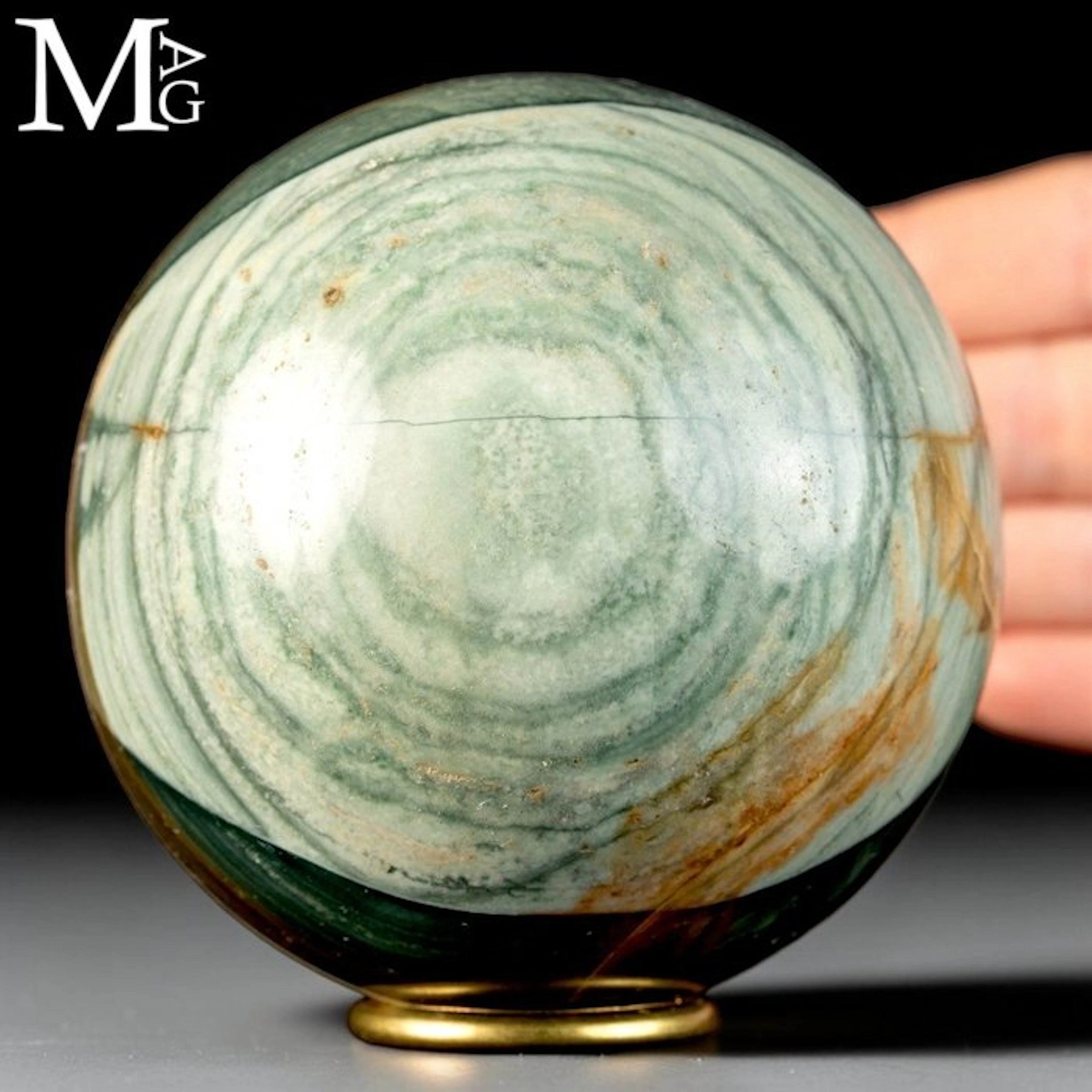Polychromatic Jasper Sphere with Hypnotic Patterns - Rich...