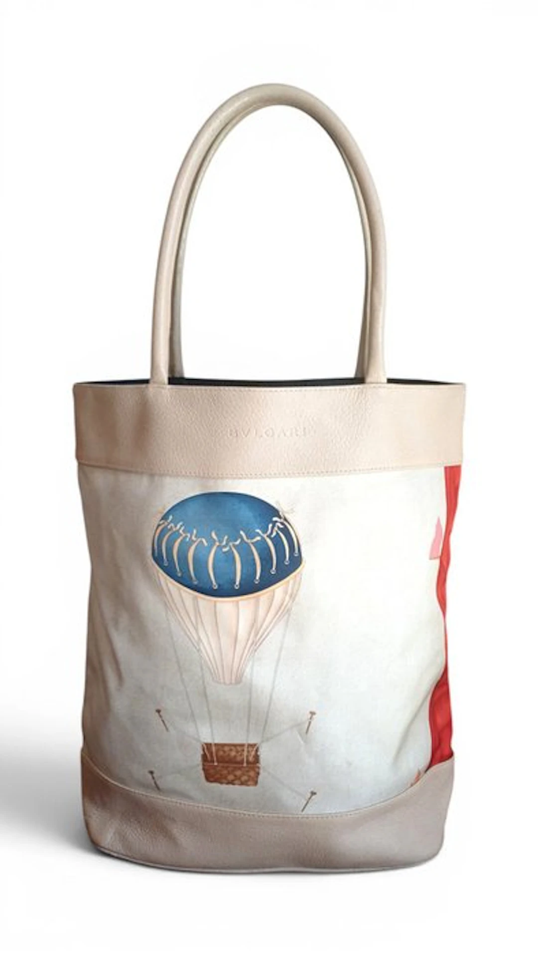 BULGARI - "Mongolfiere" Canvas & Leather Large Tote Bag...